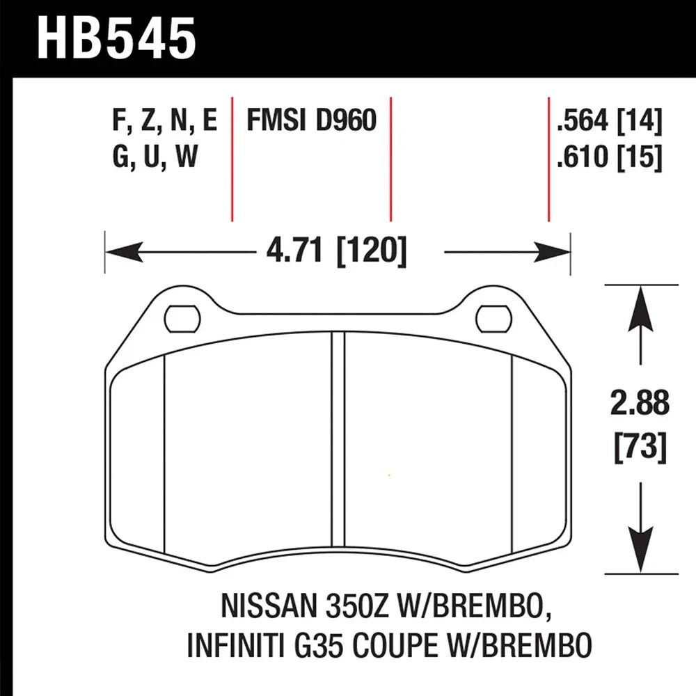 Hawk 03-07 G35/350z/03-06 Sentra Spec V w/ Brembo HPS Street Front Brake Pads