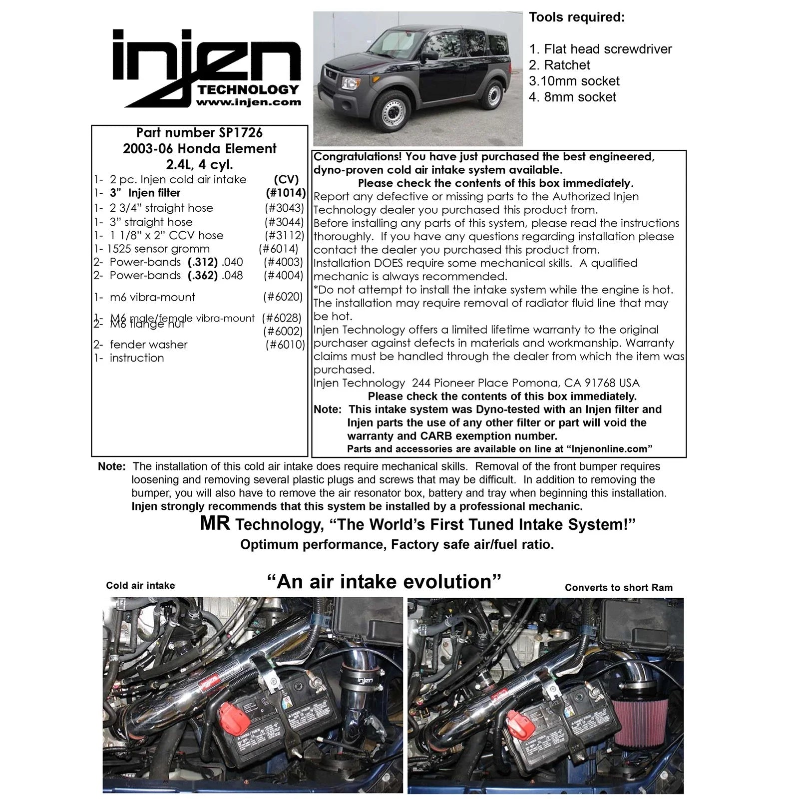 Injen 03-06 Element Black Cold Air Intake