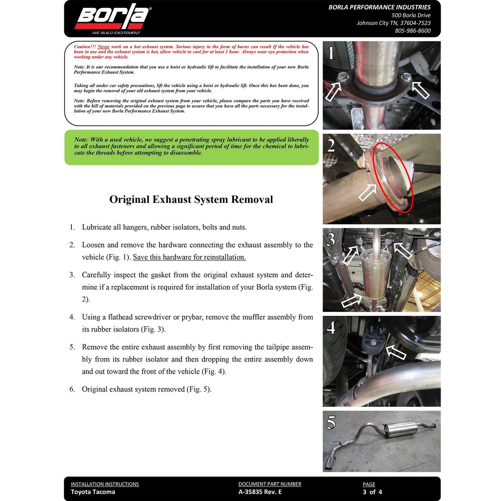 Borla 16-23 Toyota Tacoma 3.5L V6 4DR CC Short Bed S-Type SS 2.5in Catback Exhaust