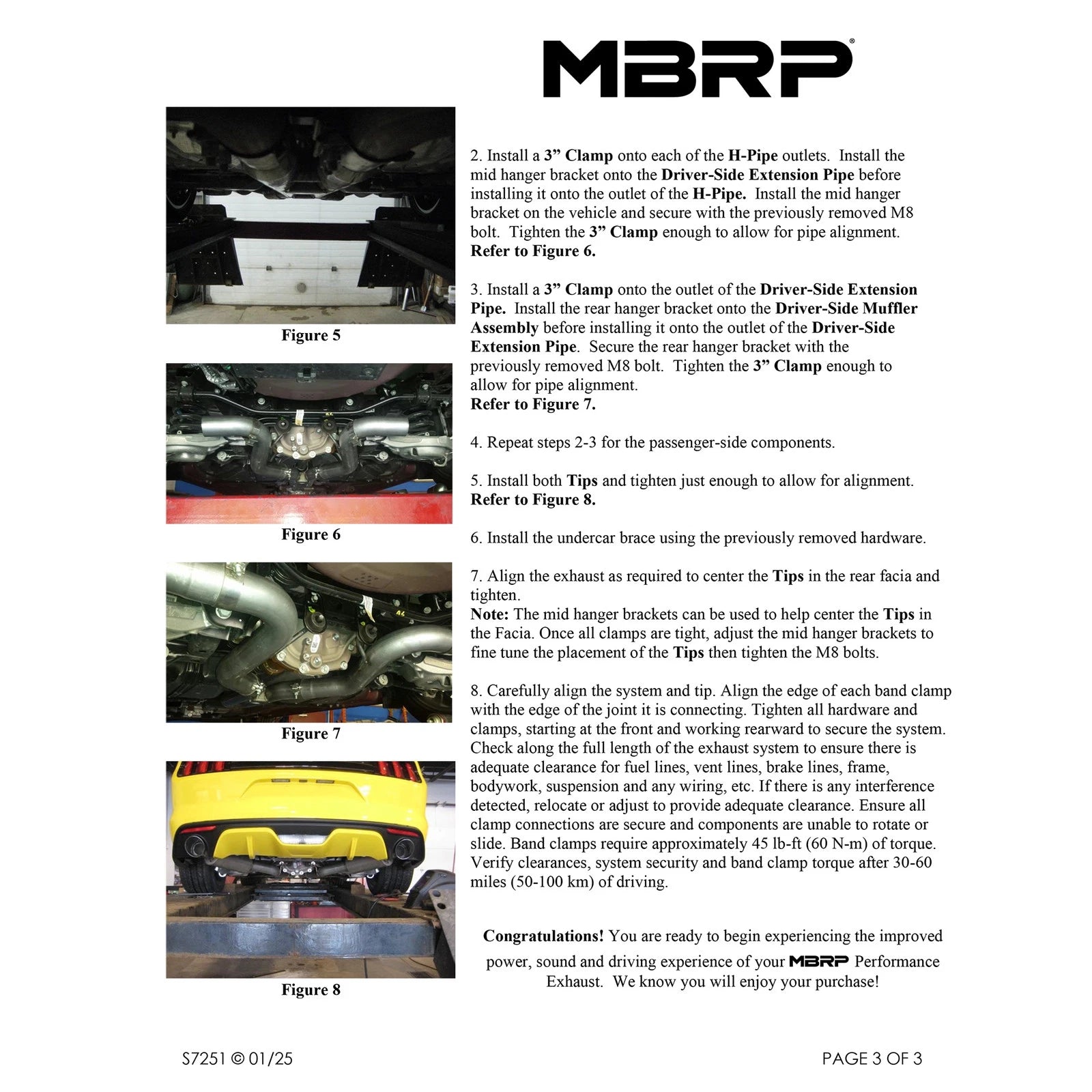 MBRP 2024 Ford Mustang GT S650, 5.0L 3inCat-Back Dual Split Rear with Carbon Fiber Tips (Street)