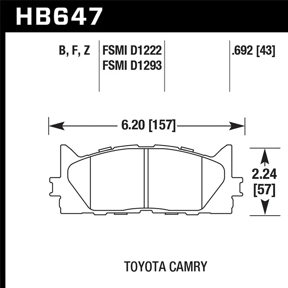 Hawk 10 Lexus ES350 / 07-11 Toyota Camry SE/XLE HPS Street Front Brake Pads