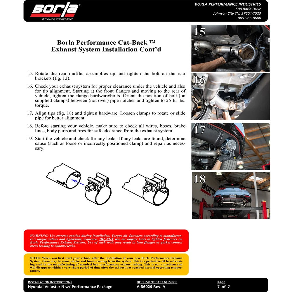Borla 19-20 Hyundai Veloster N 2.0L I4 MT FWD 2DR 3in ATAK CatBack Exhaust w/ Black Chrome Tips