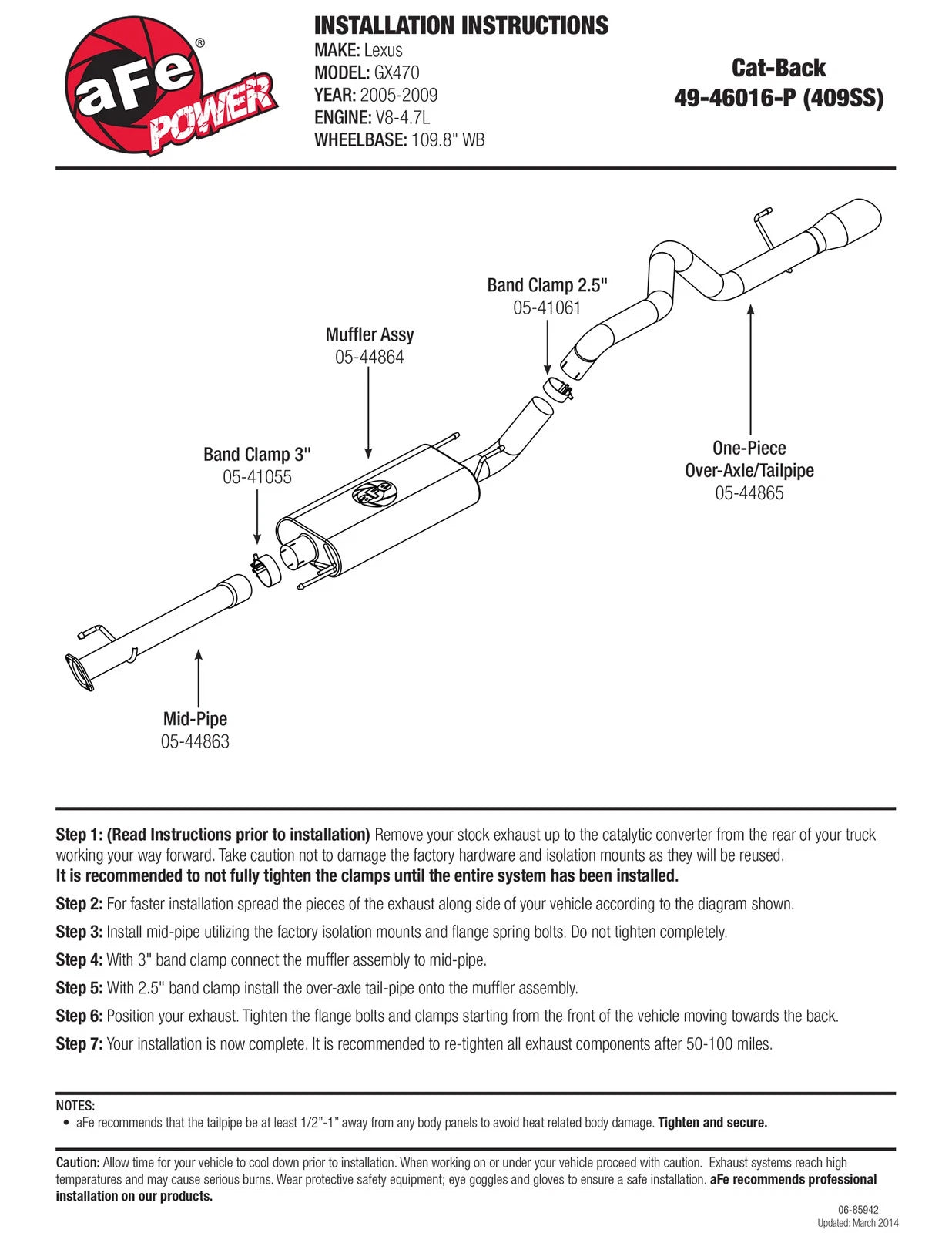 aFe MachFORCE XP Cat-Back 05-09 Lexus GX470 V8 4.7L 409SS w/ Oval Polished Tips Exhaust System