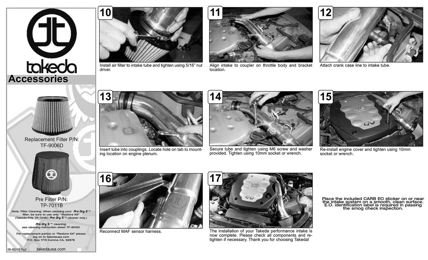 aFe Takeda Intakes Stage-2 PDS AIS PDS Nissan 350Z 03-06: Infiniti G35 03.5-06 V6-3.5L (pol)