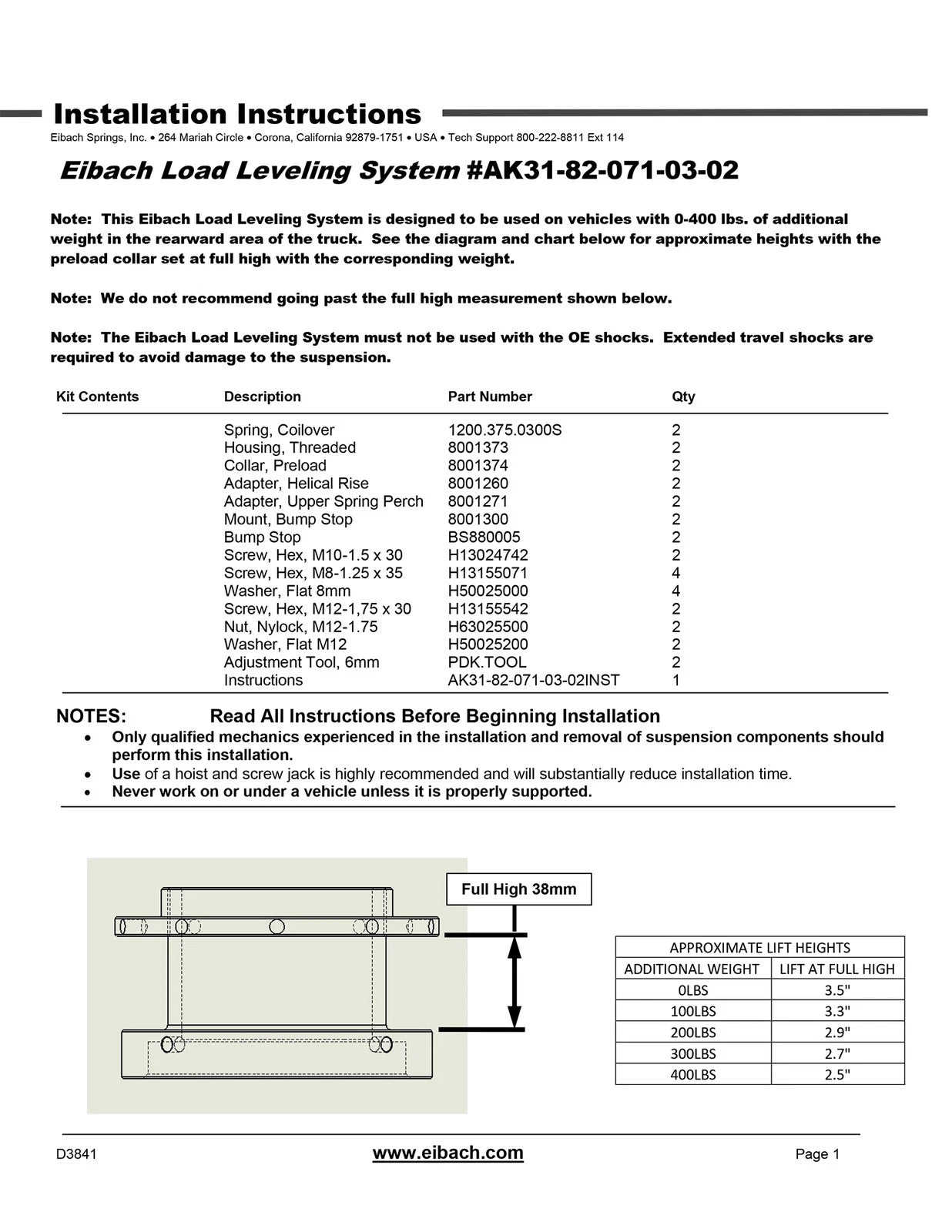 Eibach Load-Leveling System 2010-2020 Toyota 4Runner