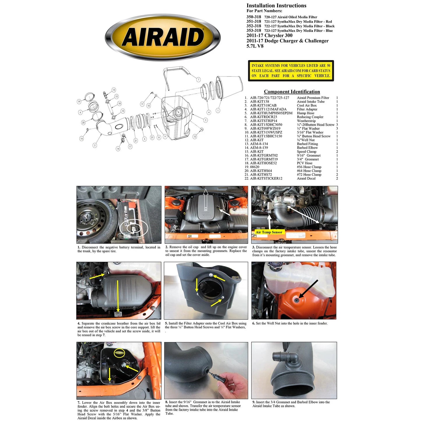 Airaid 11-14 Dodge Charger/Challenger MXP Intake System w/ Tube (Dry / Blue Media)