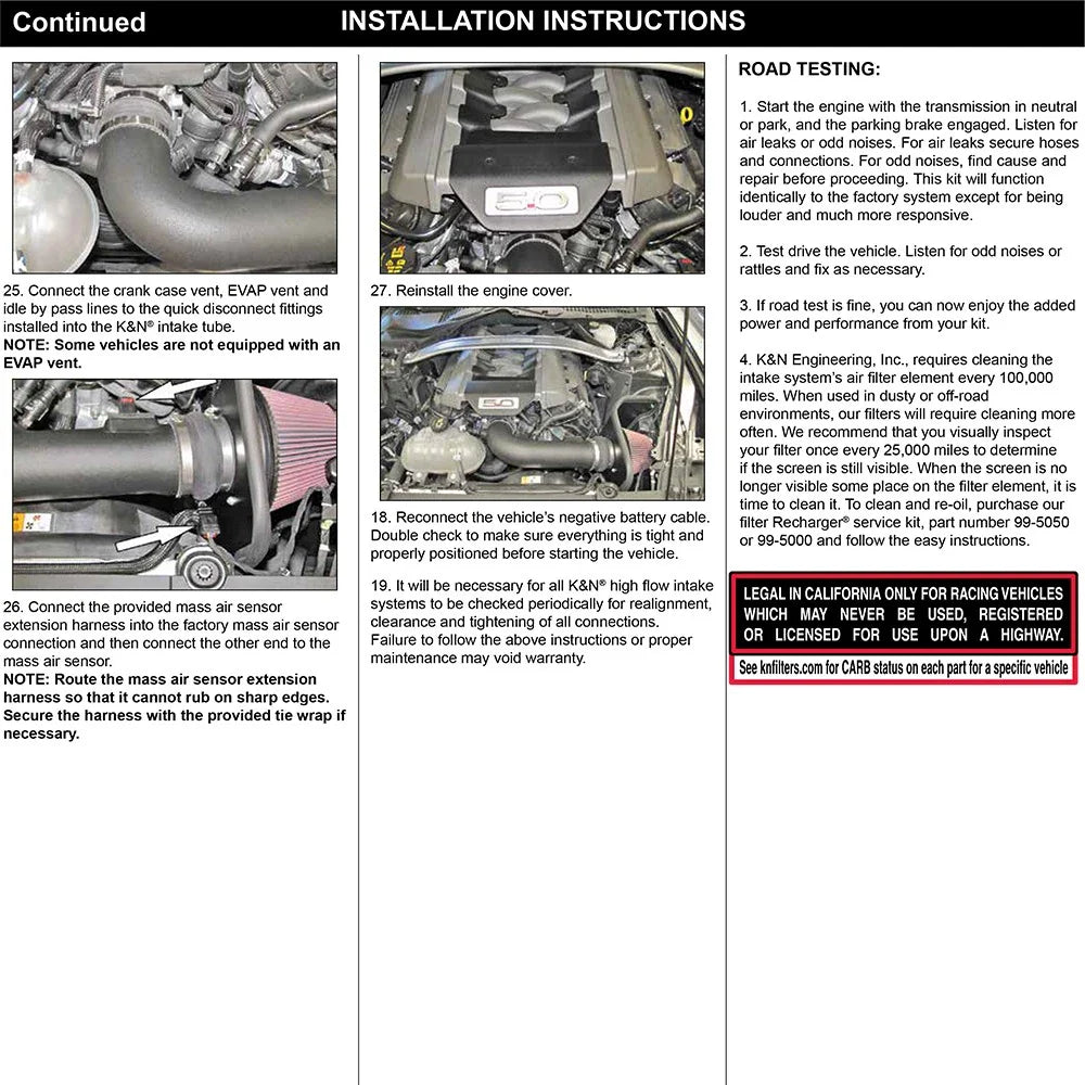 K&N 2015 Ford Mustang GT 5.0L V8 F/I Performance Intake Kit