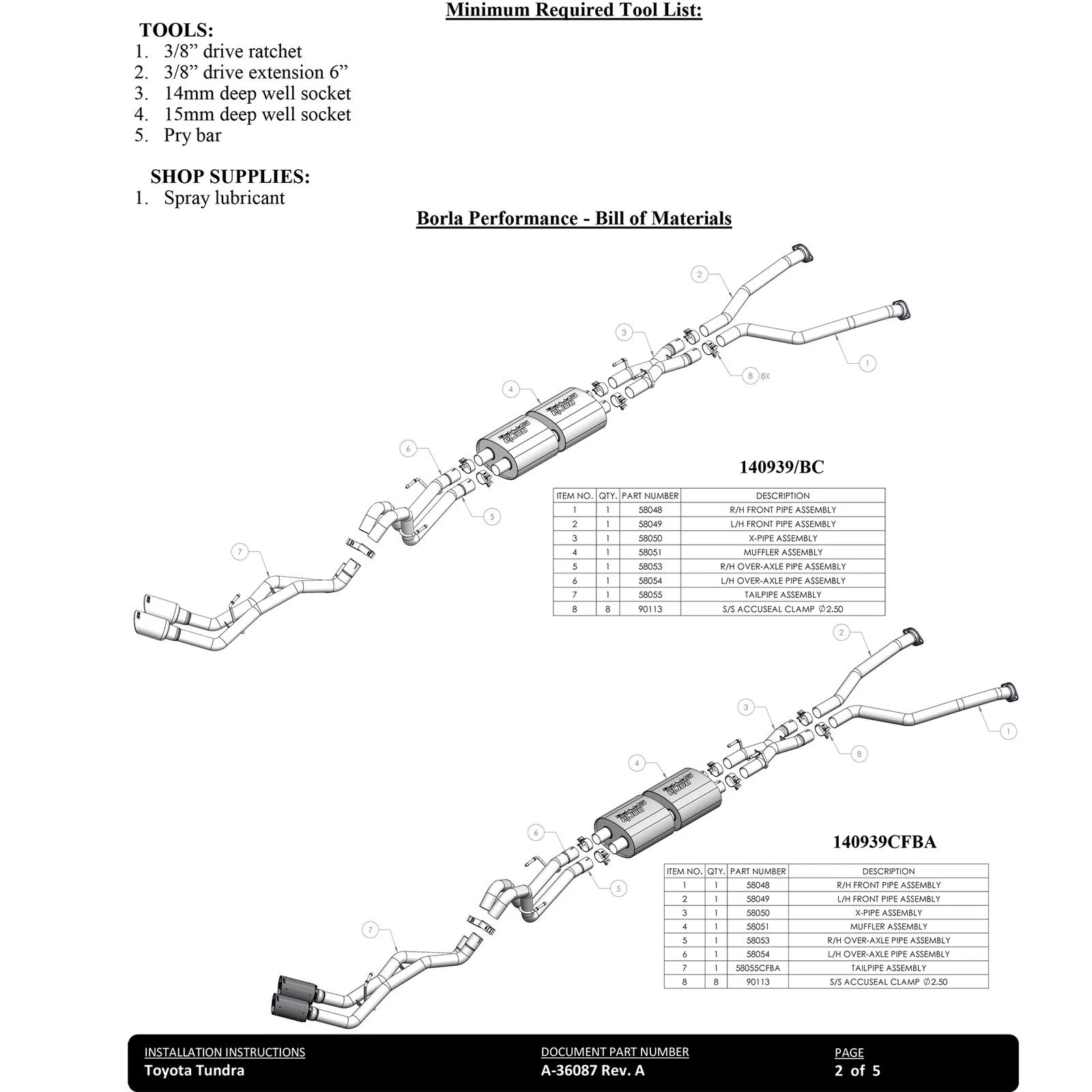 Borla 22-24 Toyota Tundra 3.4L V6 (Inc. Hyb.) Ext. Cab/STD Bed/145.7in WB S-Type Cat-Back - Blk Chrm