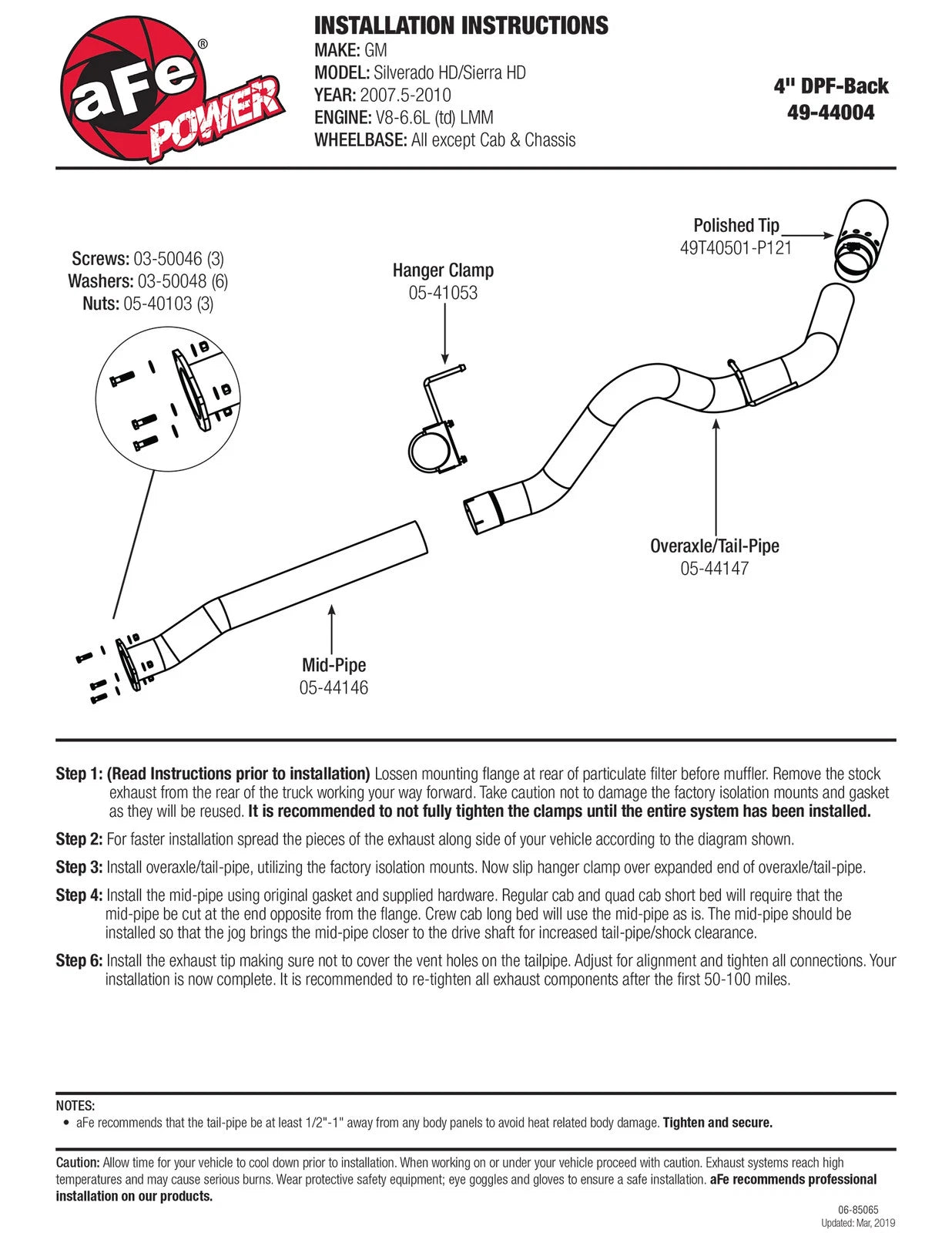 aFe MACHForce XP 4in DPF-Back SS Exhaust 5/07-10 GM Diesel Trucks V8-6.6L (td) LMM