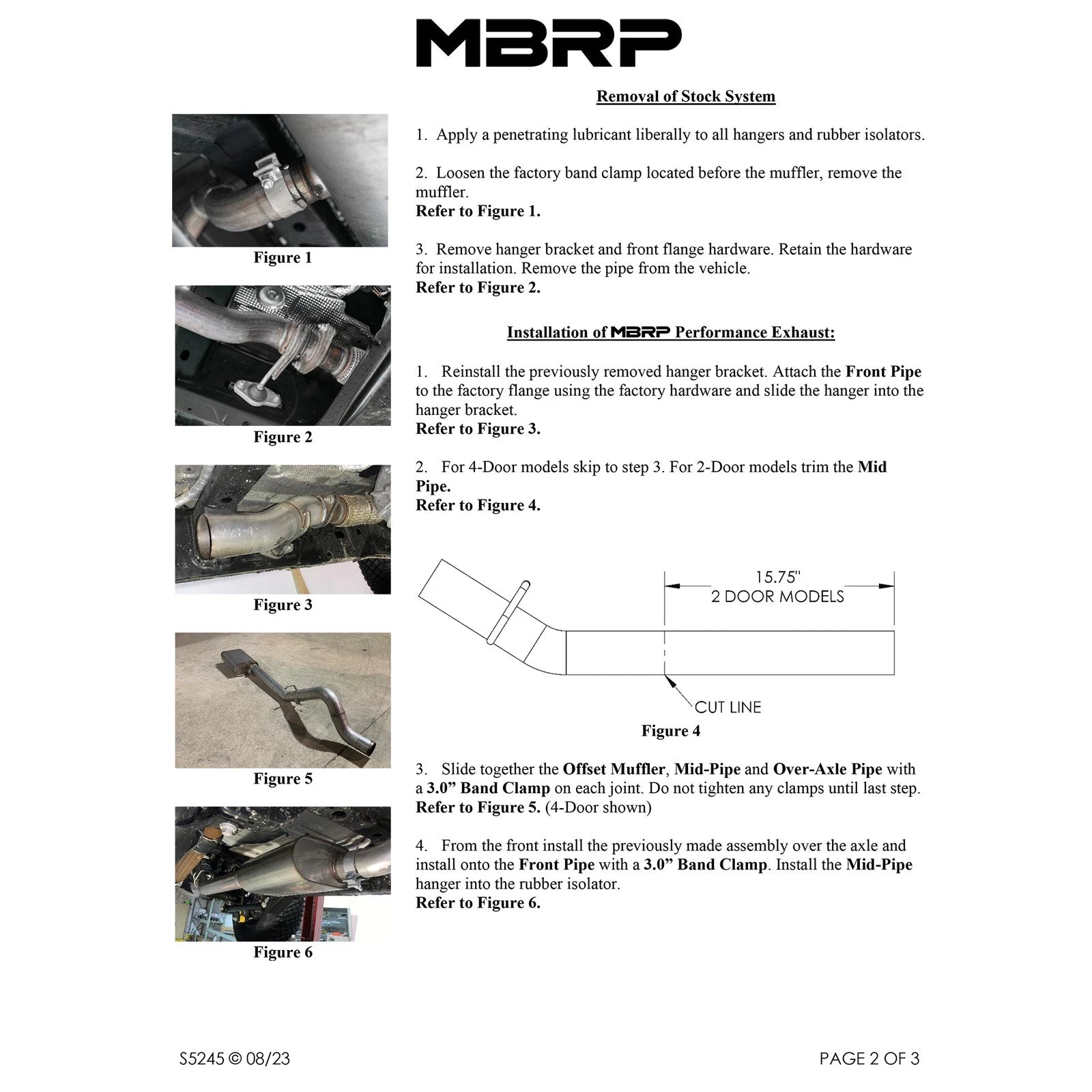 MBRP 2021-2023 Ford Bronco 2.3L/2.7L Aluminized Steel 3in Cat-Back, Single High Clearance Rear Exit
