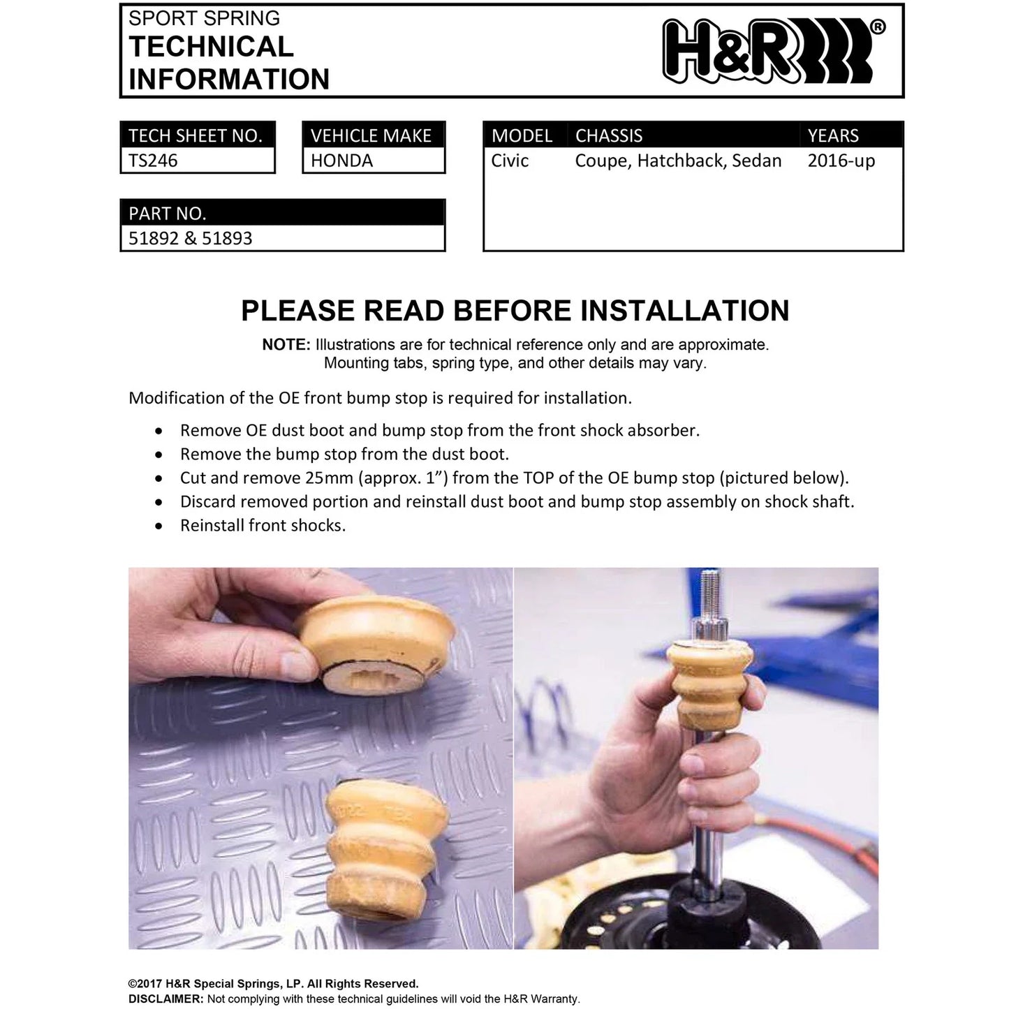 H&R 16-21 Honda Civic Coupe/Sedan Sport Spring (Non Si)