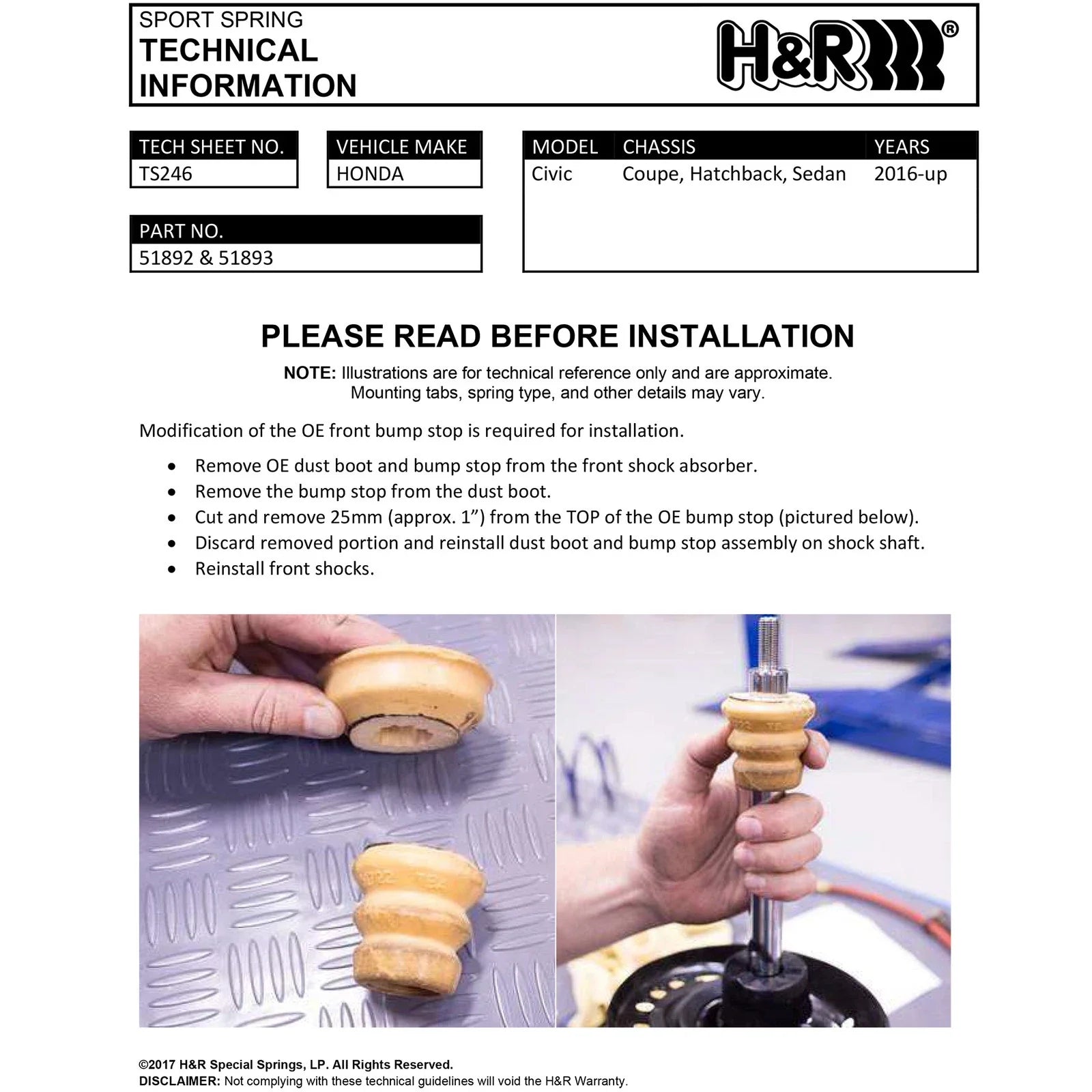 H&R 16-21 Honda Civic Coupe/Sedan Sport Spring (Non Si)