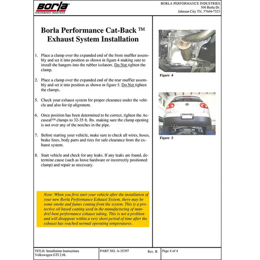 Borla 04-09 VW GTI Base SS Catback Exhaust