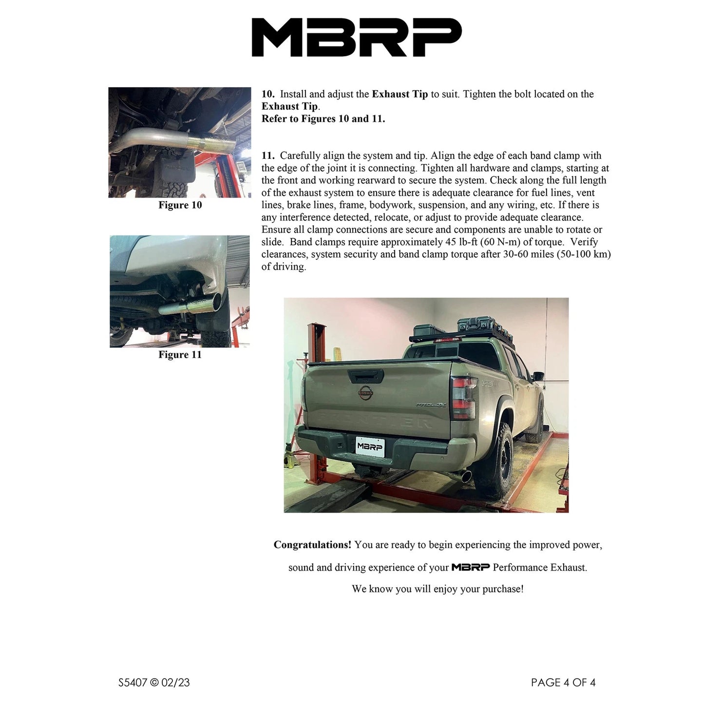 MBRP 22-23 Nissan Frontier 3.8L 3in Tip 3in Cat Back Single Side Exit Street Profile - T304