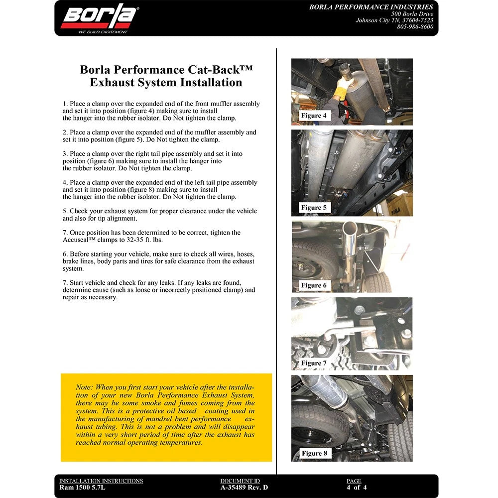 Borla Cat-Back Touring 09-15 Ram 1500 5.7L EC SB Truck Single Spilt Rear Exit Through Bumper