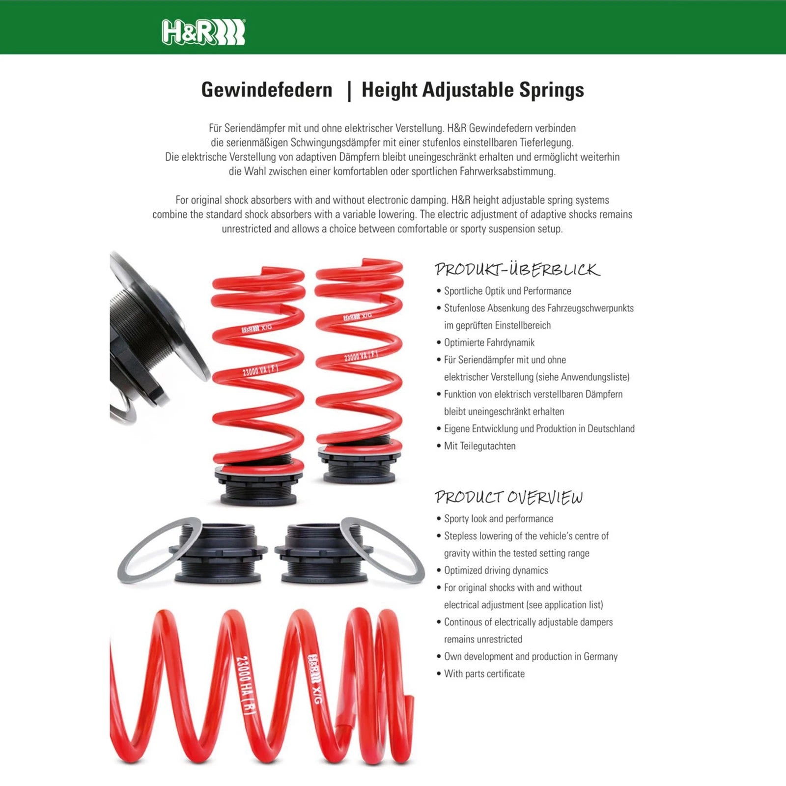 H&R 15-21 Mercedes-Benz C63 AMG Sedan W205 VTF Adjustable Lowering Springs (w/AMG Ride Control)