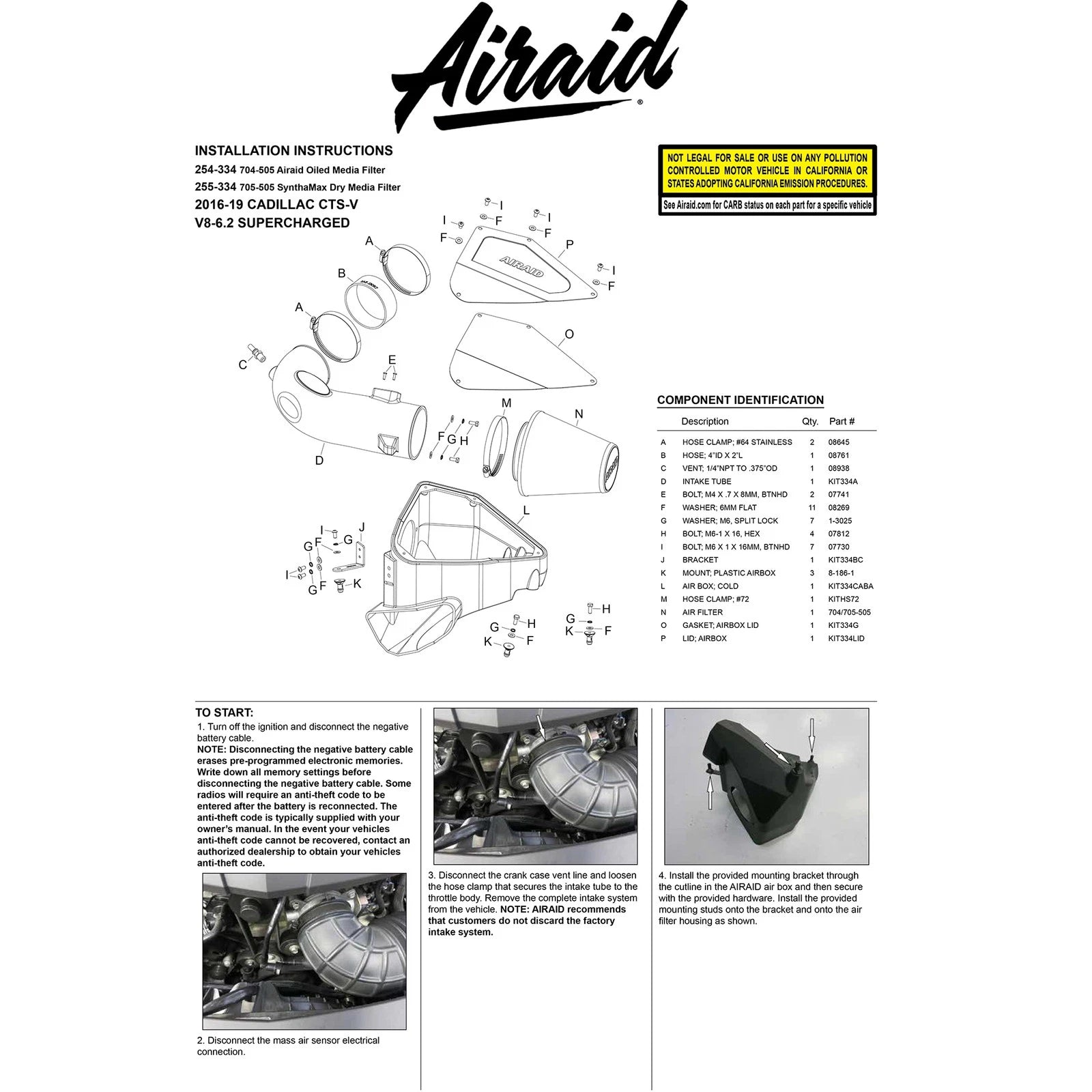 Airaid 16-19 Cadillac CTS-V 6.2L Cold Air Intake System