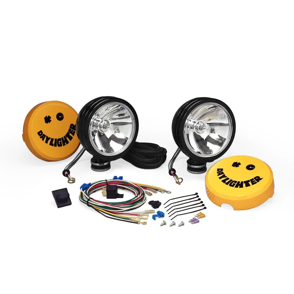 KC HiLiTES Daylighter 6in. Halogen Light 100w Spot Beam (Pair Pack System) - Black SS