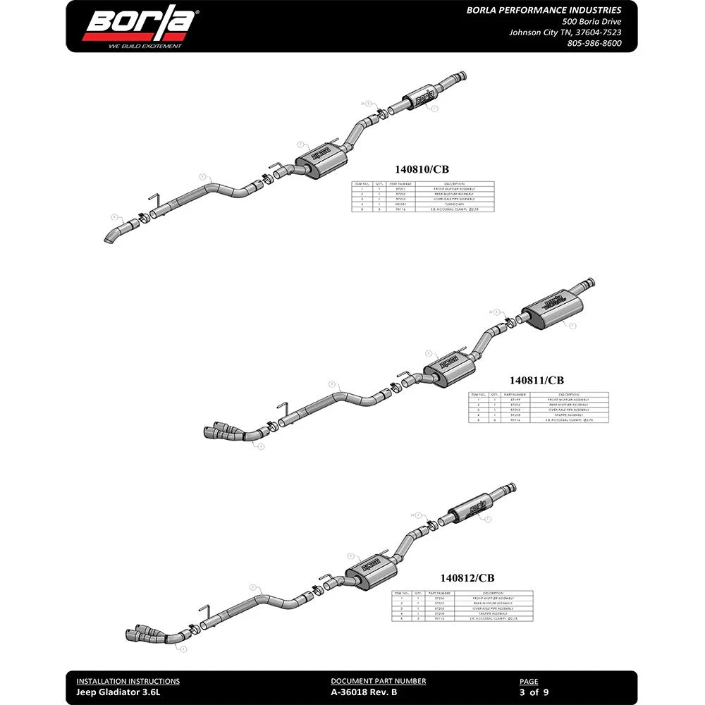 Borla 2020 Jeep Gladiator JT 3.6L V6 AWD 2.75in ATAK Climber Turndown Tip