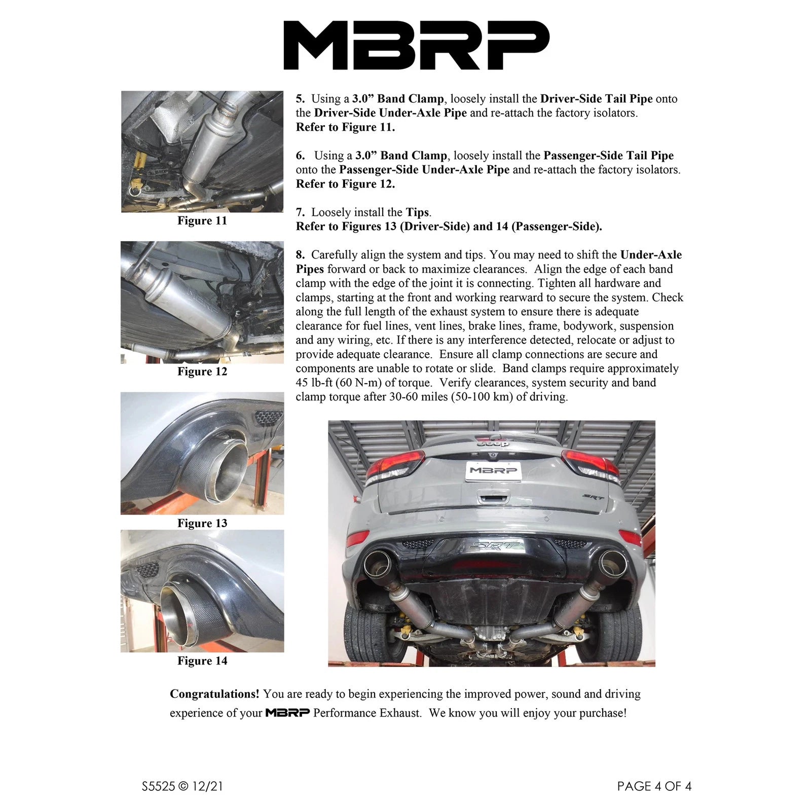 MBRP 2012+ Jeep Grand Cherokee SRT 6.4L 3in Dual Rear Exit T304SS Catback Exhaust - CF Tips