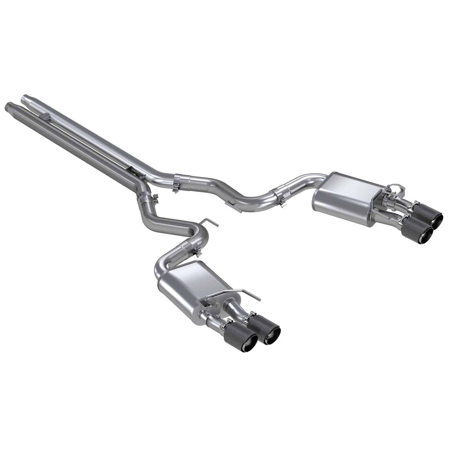 MBRP 18-20 Ford Mustang GT 5.0 w/ Quad Tip Active Exhaust Cat Back Split Rear T304 w/ Carb Fib Tips