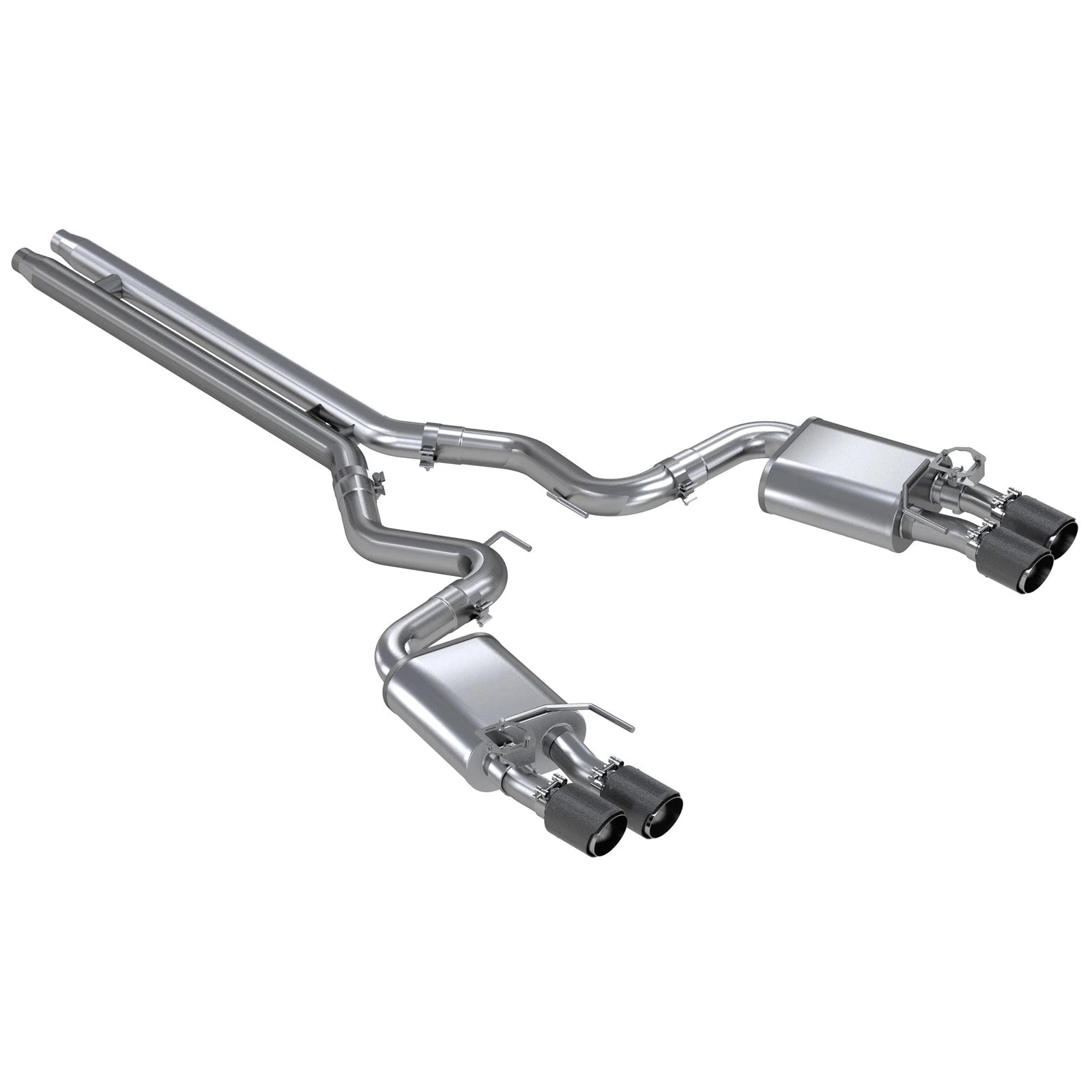 MBRP 18-20 Ford Mustang GT 5.0 w/ Quad Tip Active Exhaust Cat Back Split Rear T304 w/ Carb Fib Tips