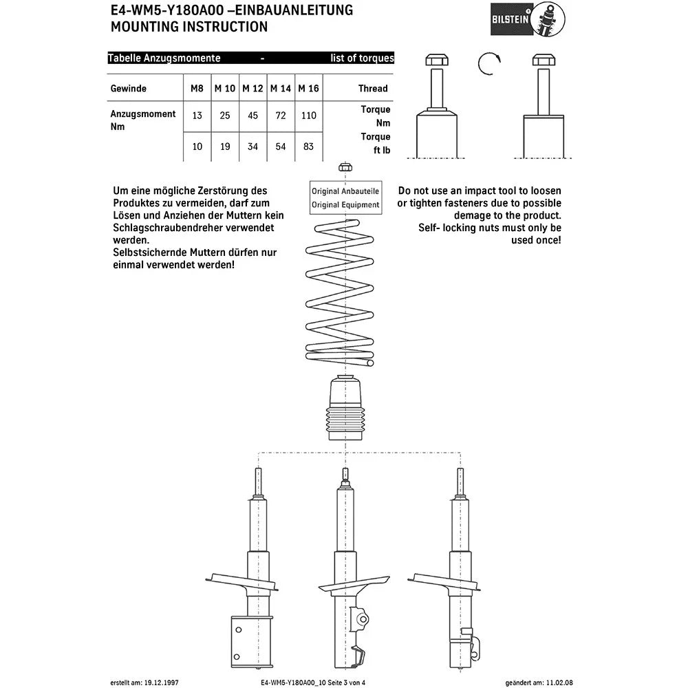 Bilstein B8 97-05 Porsche 911 (996) Front Twintube Strut Assembly