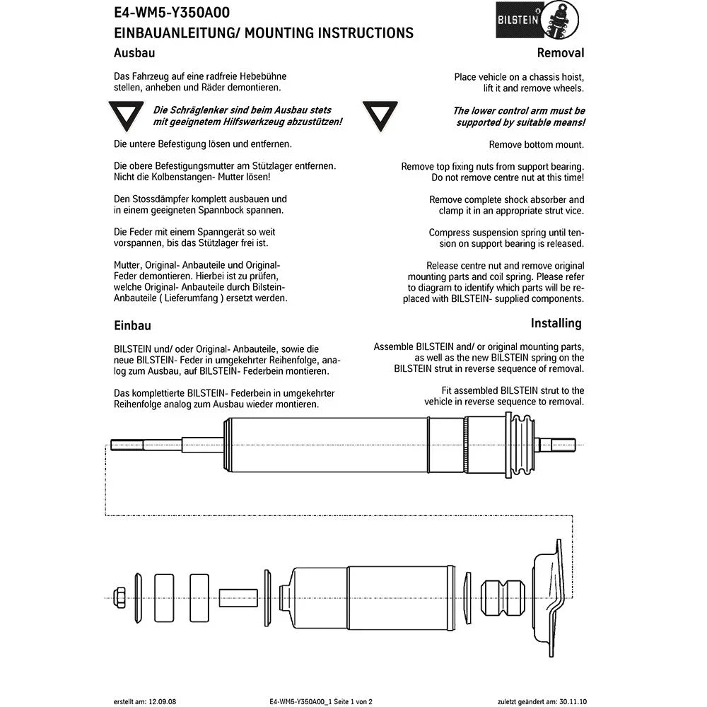 Bilstein B6 2000 Mercedes-Benz ML320 Base Rear 46mm Monotube Shock Absorber