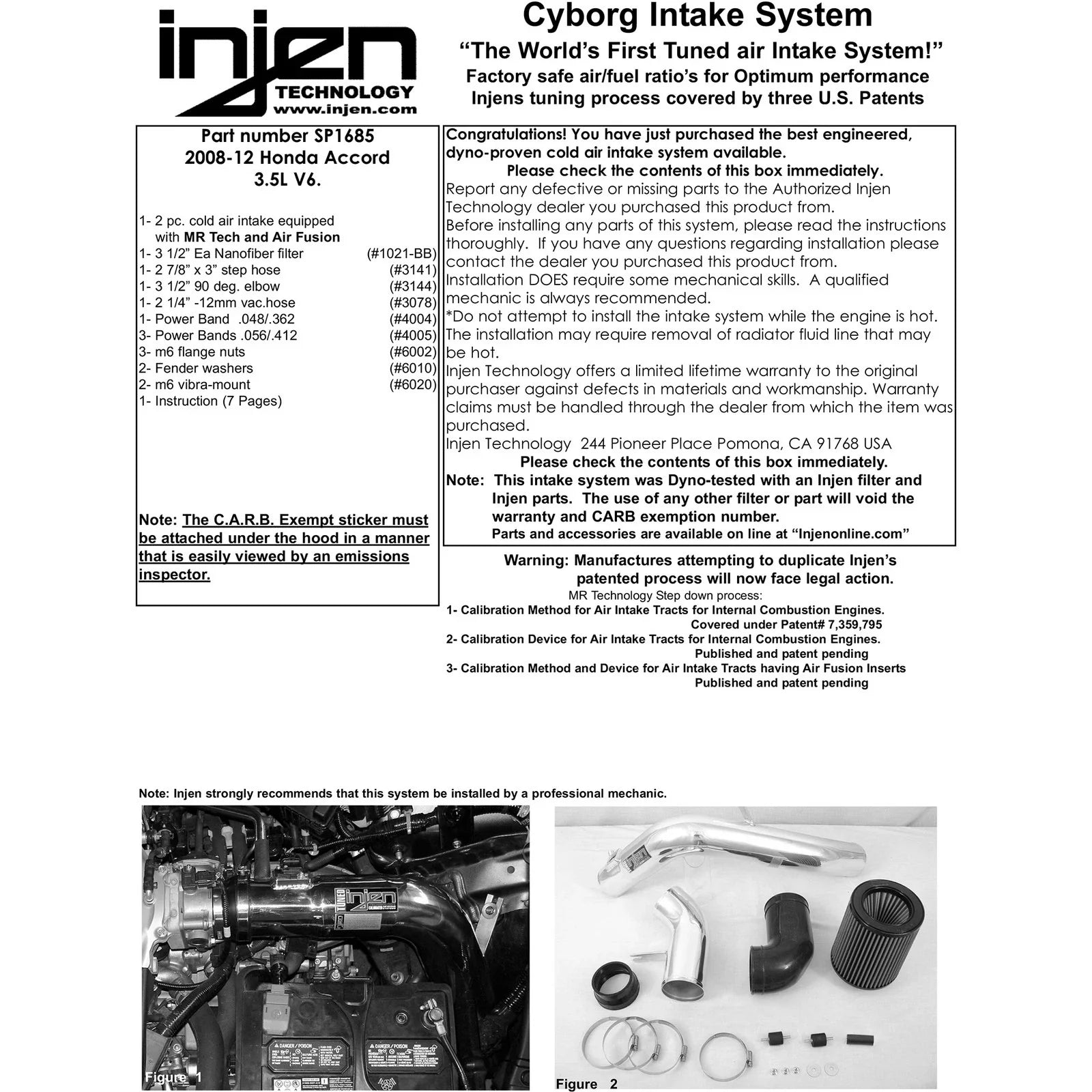 Injen 08-09 Accord Coupe 3.5L V6 Polished Cold Air Intake