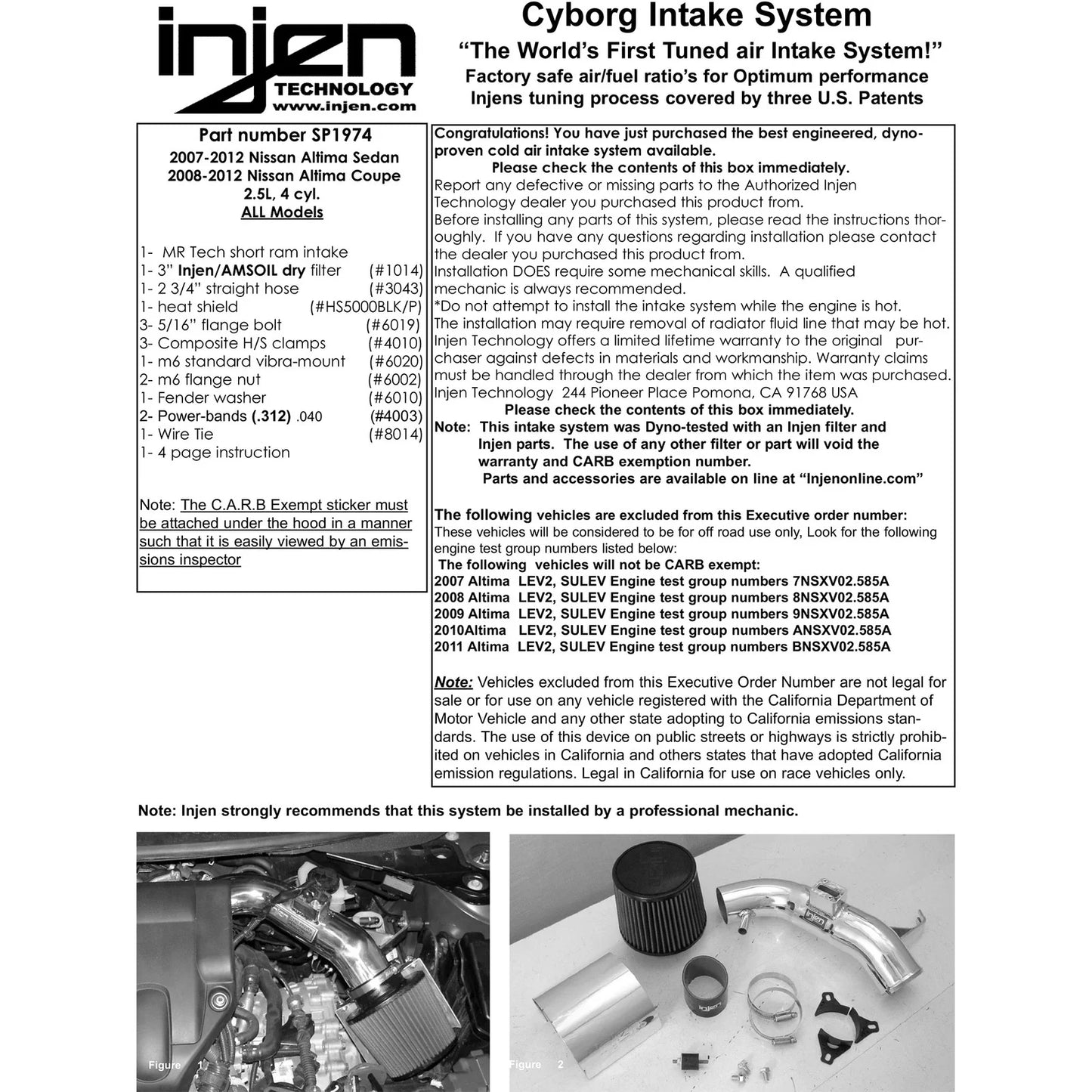 Injen 07-09 Altima 4 Cylinder 2.5L w/ Heat Shield (Automatic Only) Polished Short Ram Intake