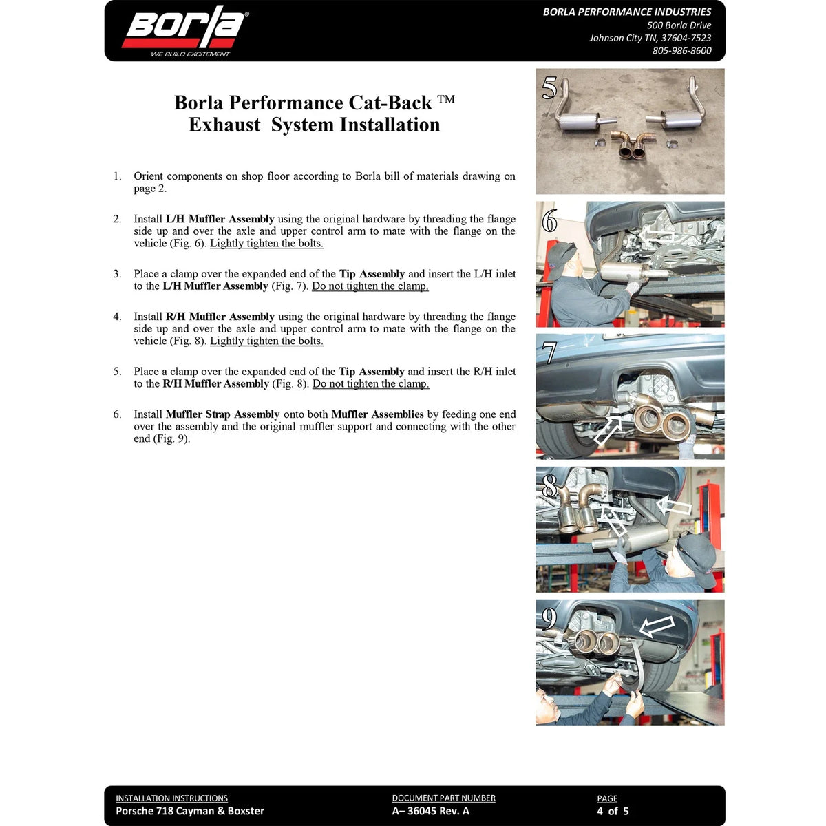 Borla 17-22 Porsche Cayman/Boxster 718 2.0L 4 Cyl. AT/MT RWD 2DR 2.25in S-Type Exhaust