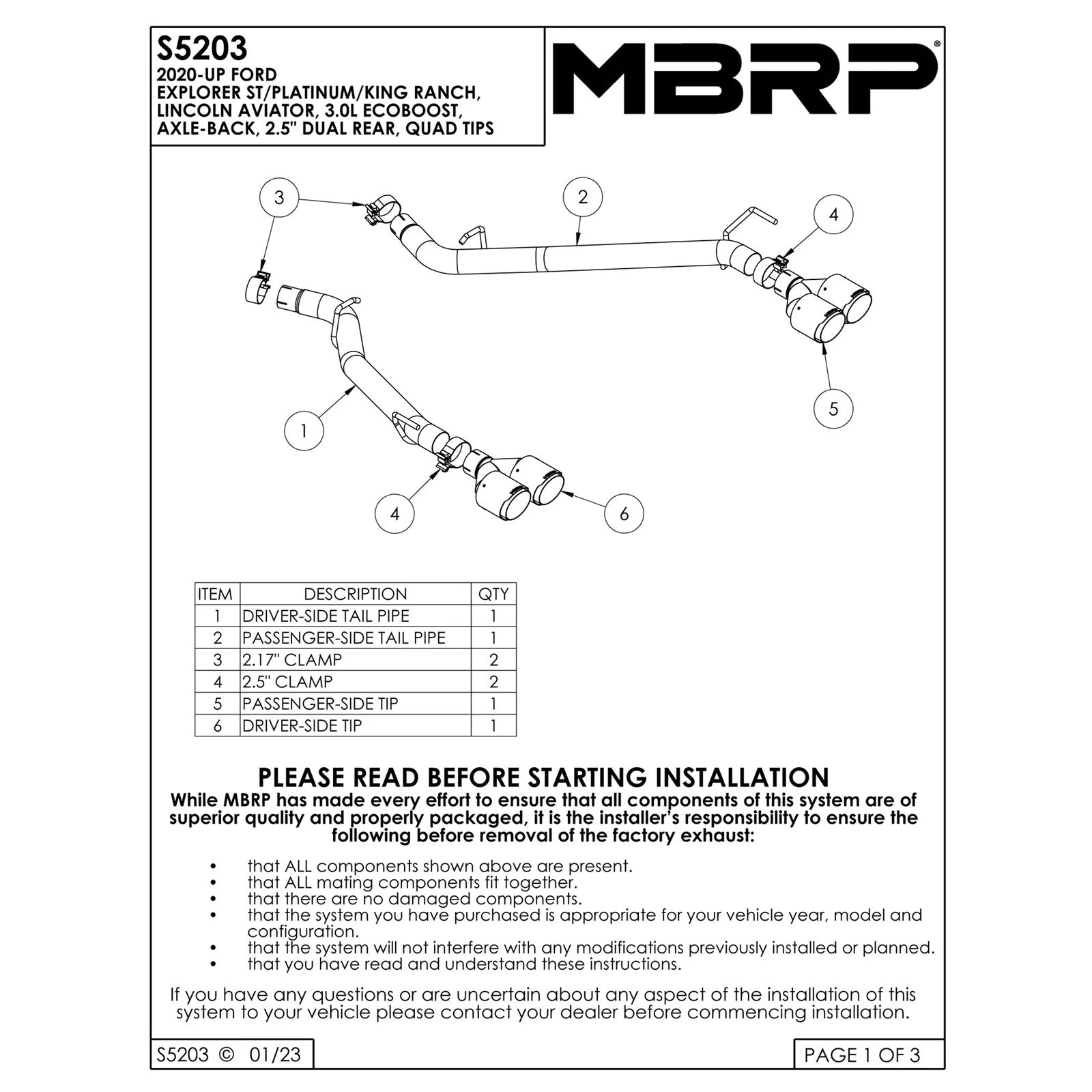 MBRP 20-21 Ford Explorer ST 3.0L EcoBoost Dual Rear Exit Axle Back w/ Quad Carbon Fiber Tips - T304
