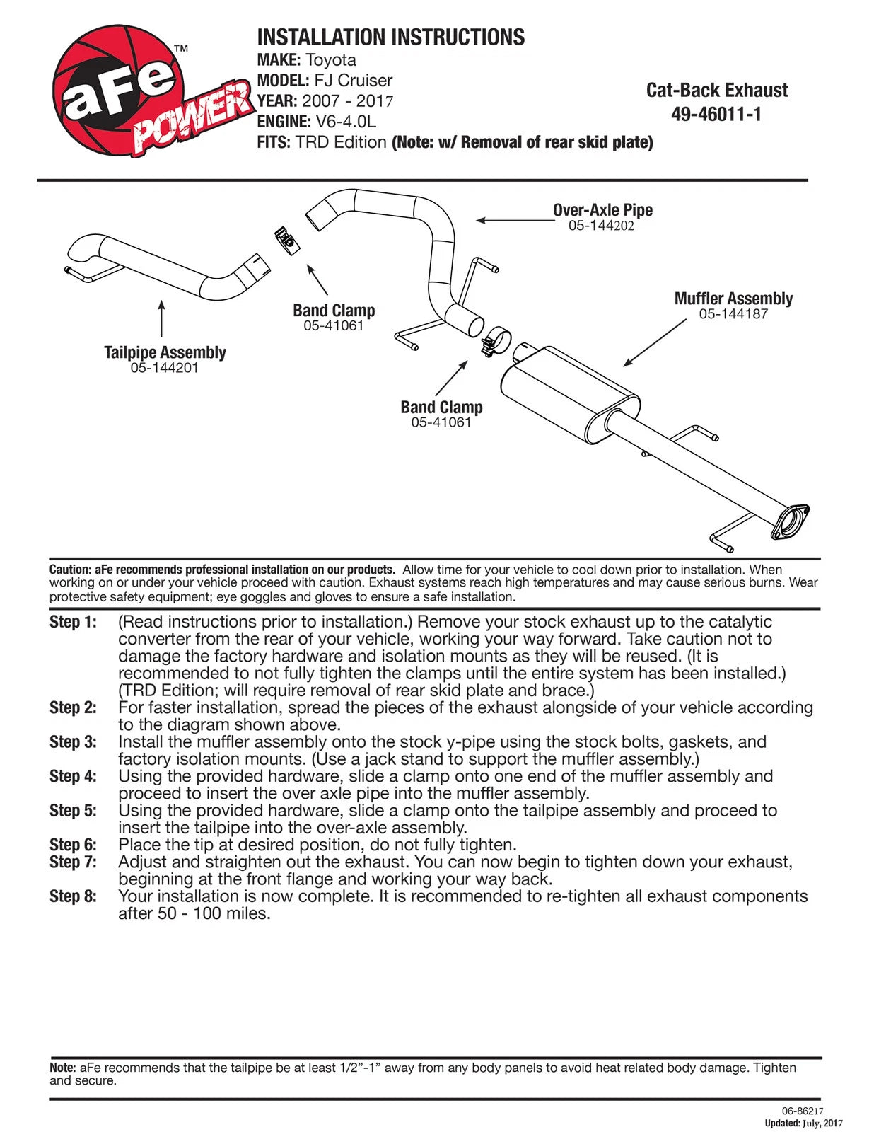 aFe MACH Force-Xp 2.5in SS Cat-Back Hi-Tuck RB Exhaust System 07-14 Toyota FJ Cruiser