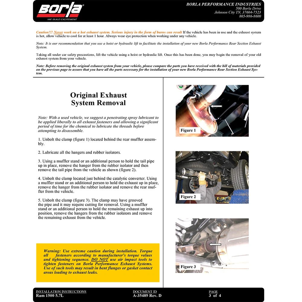 Borla Cat-Back Touring 09-15 Ram 1500 5.7L EC SB Truck Single Spilt Rear Exit Through Bumper
