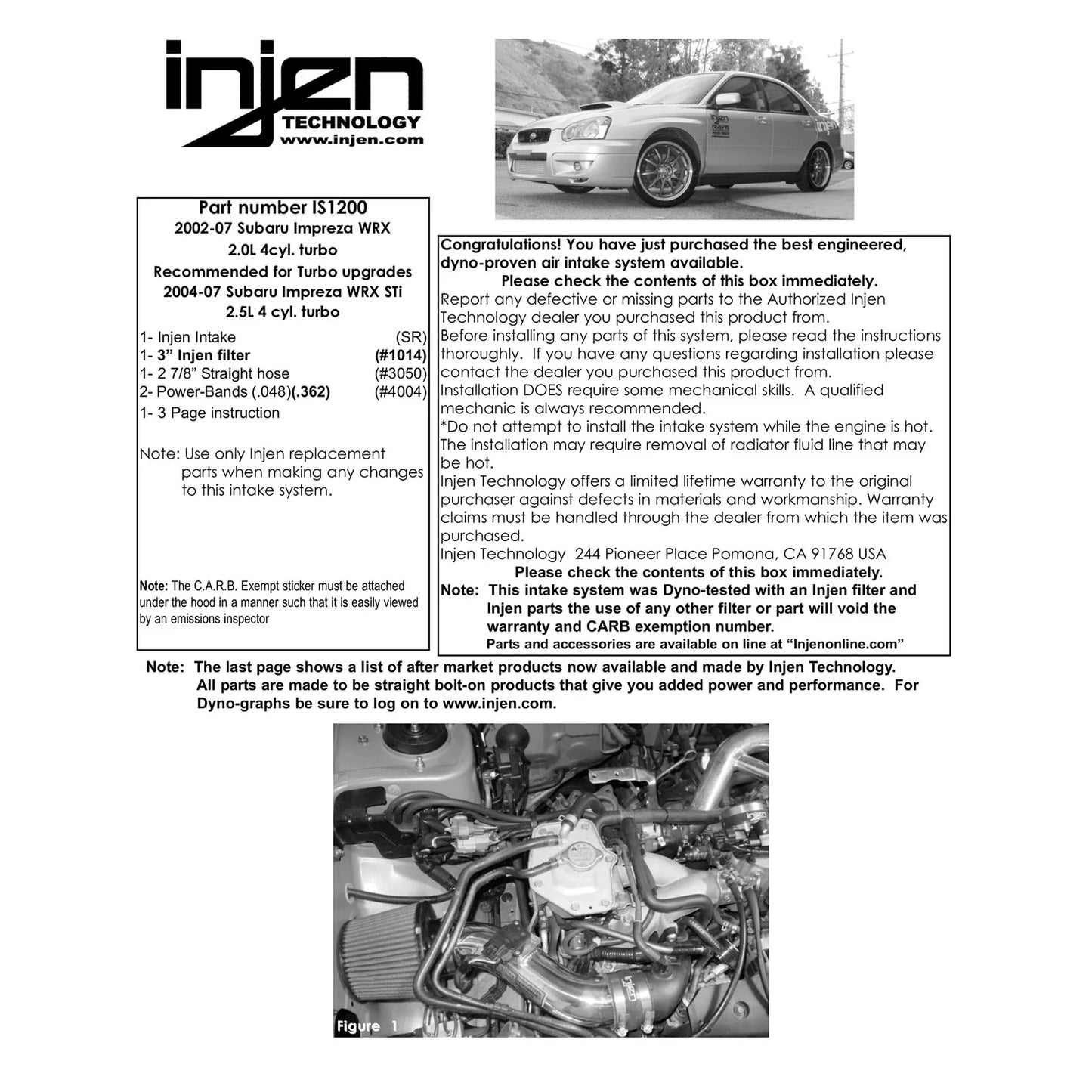 Injen 02-07 Subaru WRX/STi Black Short Ram Intake