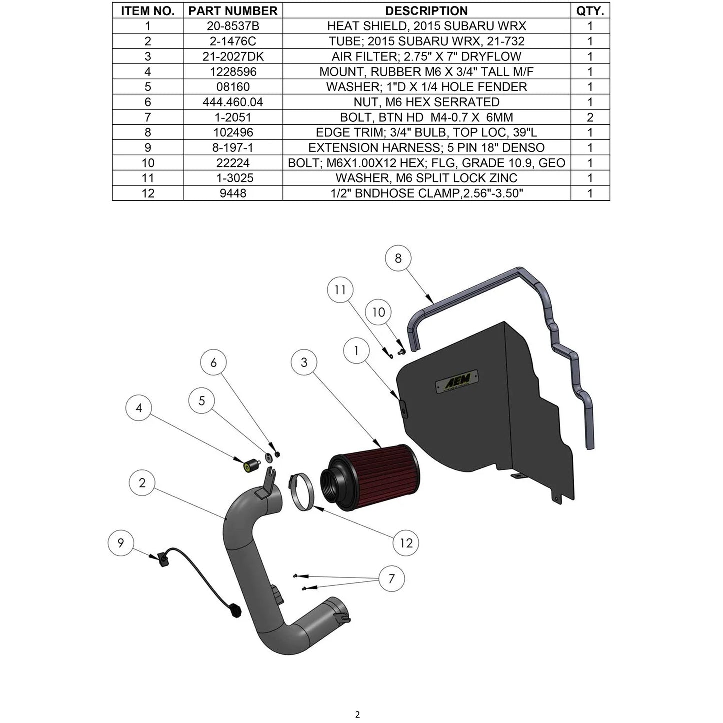 AEM 2015 Subaru WRX 2.0L H4 F/I - Cold Air Intake System