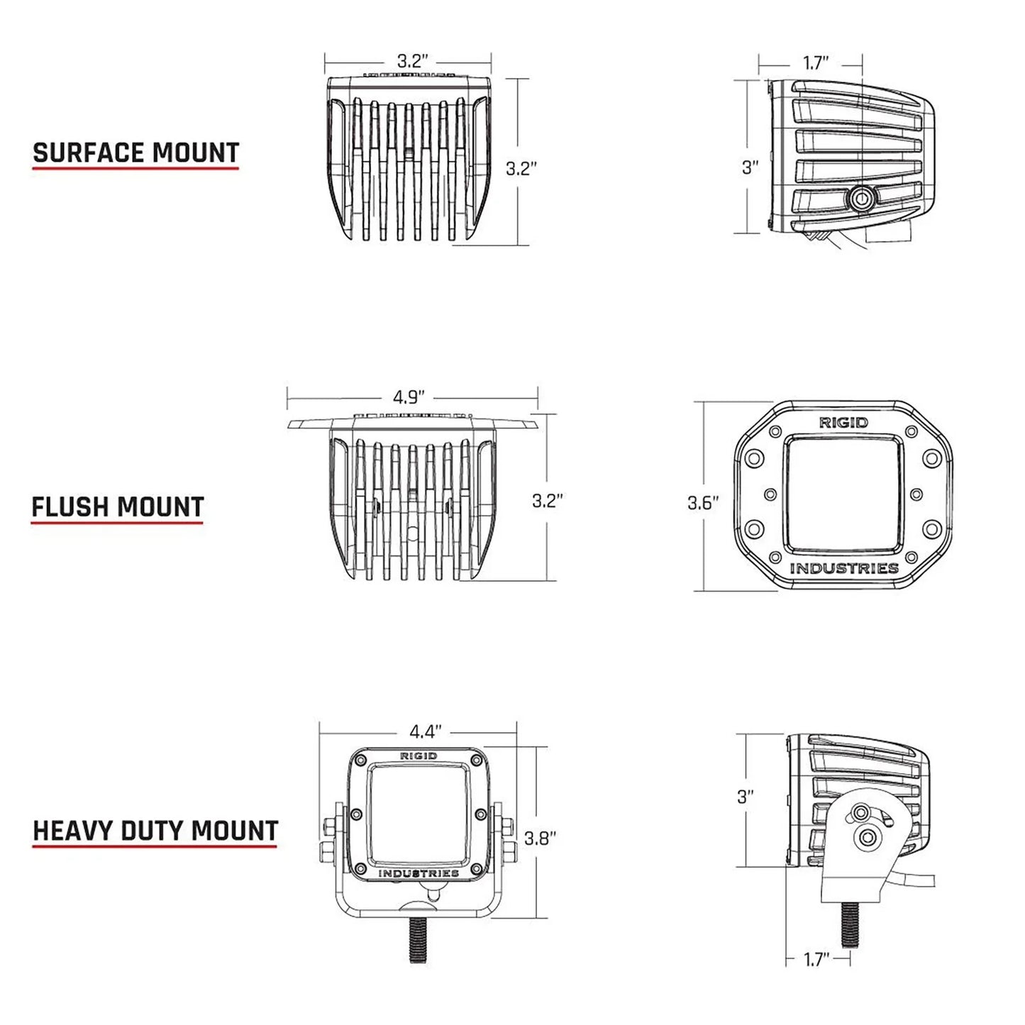 Rigid Industries Marine - Flush Mount - Dually - 60 Deg. Lens - Single