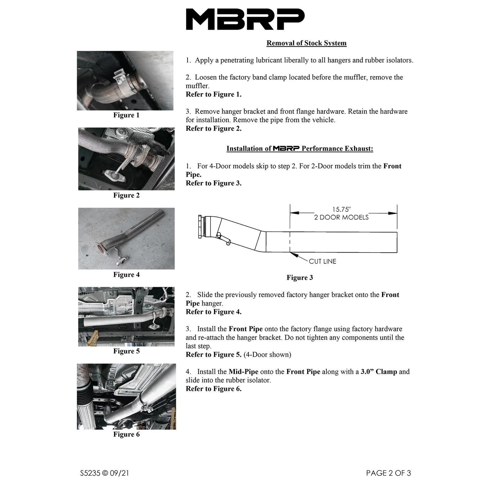 MBRP 21-Up Ford Bronco 2.3L/2.7L EcoBoost 2/4DR T304 Stainless Steel High Clearance Cat-back Exhaust