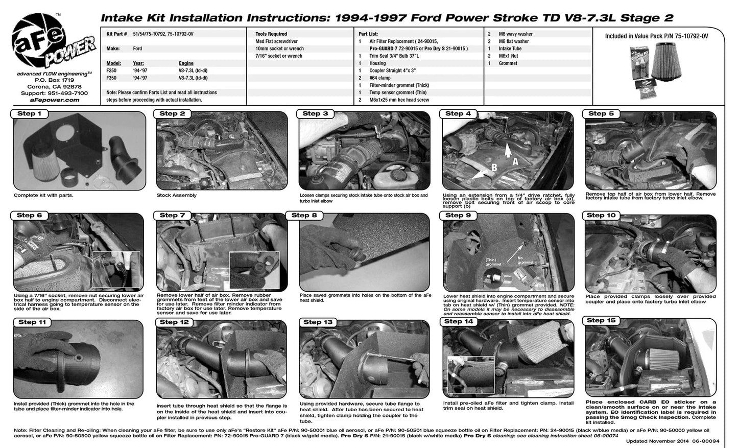 aFe MagnumFORCE Intakes Stage-2 P5R AIS P5R Ford Diesel Trucks 94-97 V8-7.3L (td)