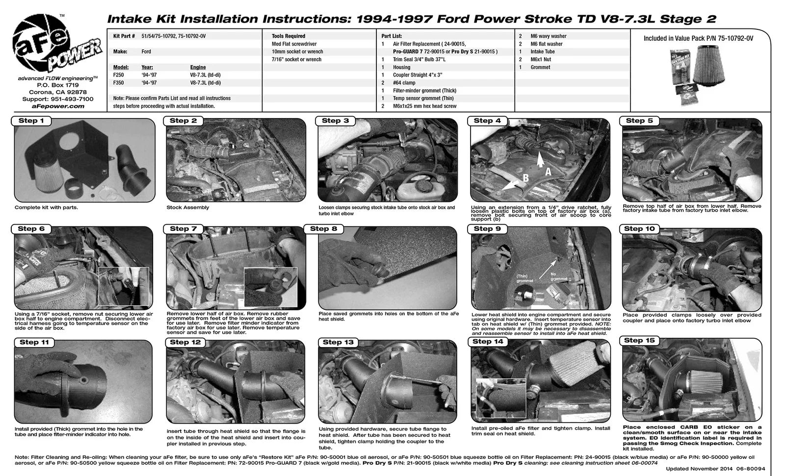 aFe MagnumFORCE Intakes Stage-2 P5R AIS P5R Ford Diesel Trucks 94-97 V8-7.3L (td)
