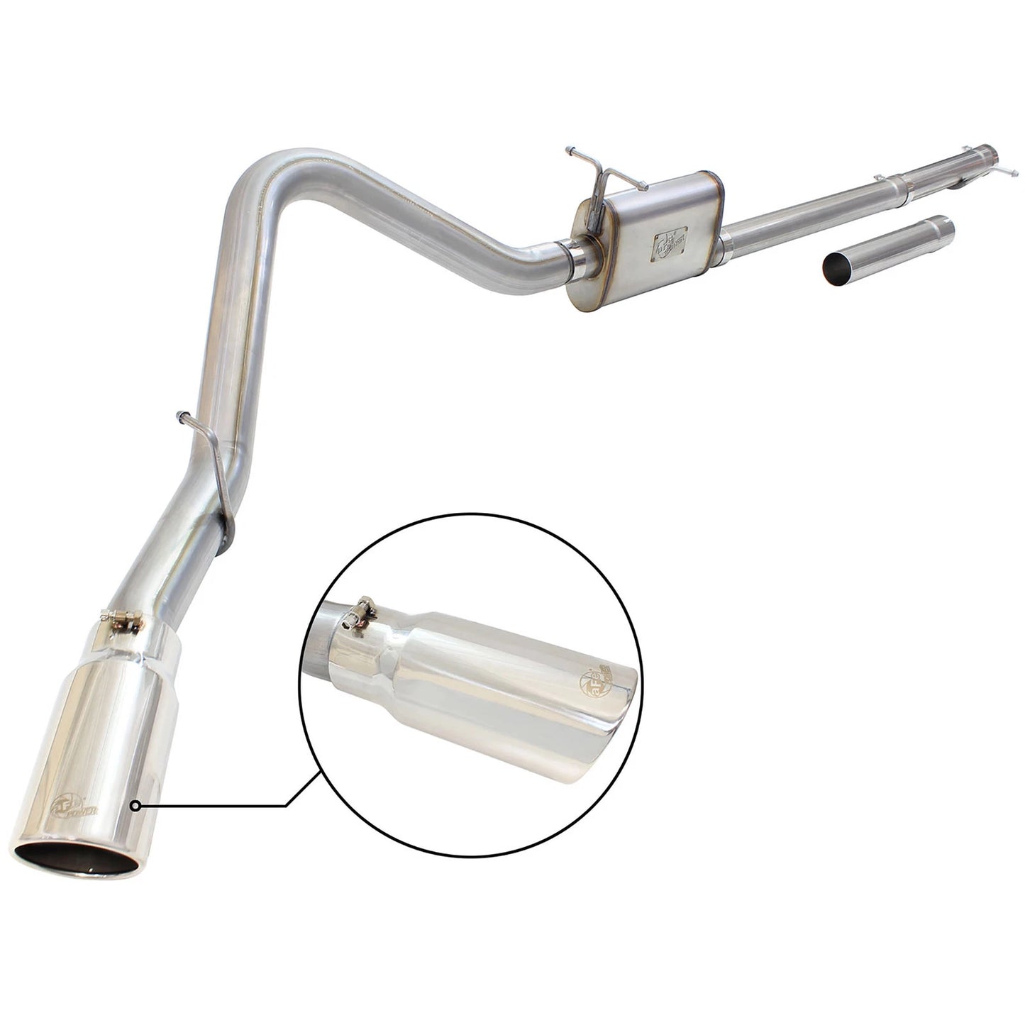 aFe MACHForce XP Exhaust 3in-3.5in SS Single Side Ext CB w/ Polish Tip 99-04 Ford F-250 V8 5.4L/6.8L