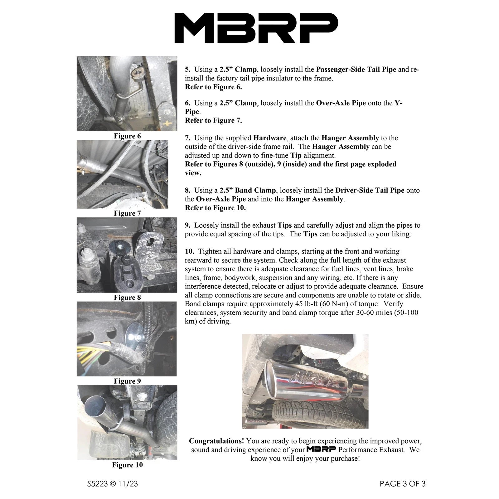 MBRP 19-20 Ford Ranger 2.3L 3in Dual Split Rear Outlet 4in OD Tips Black Coated Cat Back Exhaust