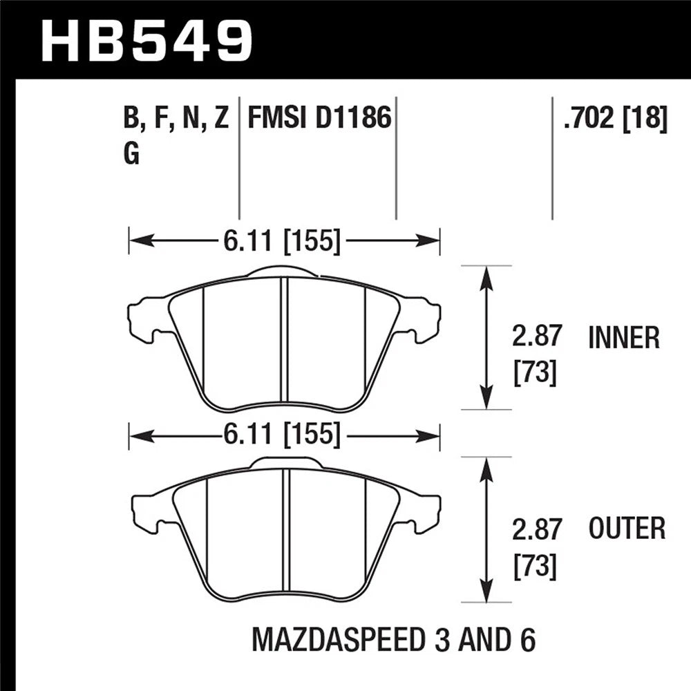 Hawk 07-08 Mazdaspeed3/06-07 Mazdaspeed6 HPS Street Front Brake Pads