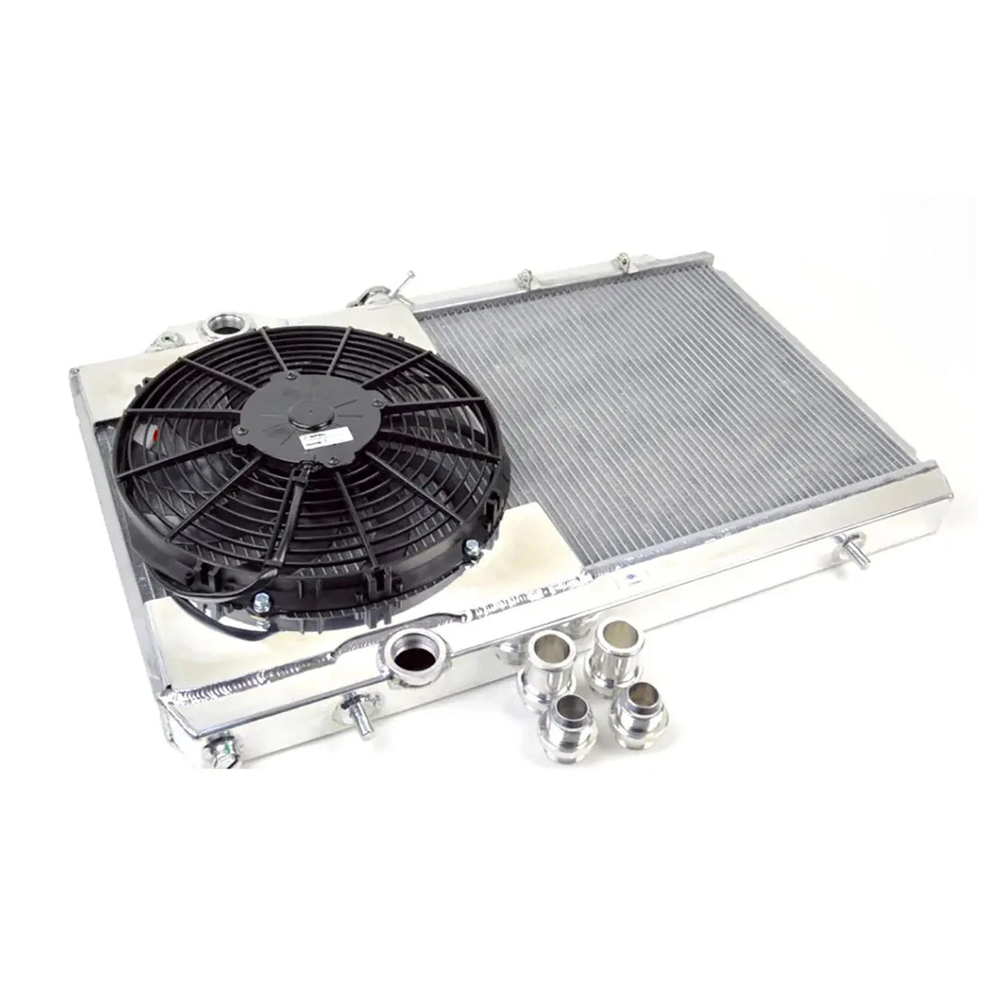 CSF 96-07 Mitsubishi Evo 4/5/6/7/8/9 Full-Slim Radiator w/12in Fan & Shroud/-16AN & Slip On Fitting