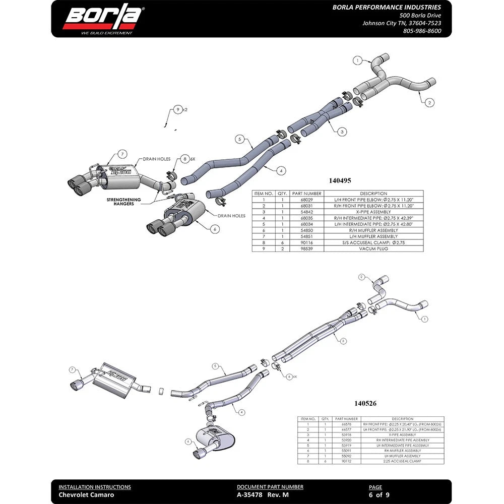 Borla 14-15 Chevy Camaro SS 6.2L V8 Single Split Rear Exit S-Type Catback Exhaust