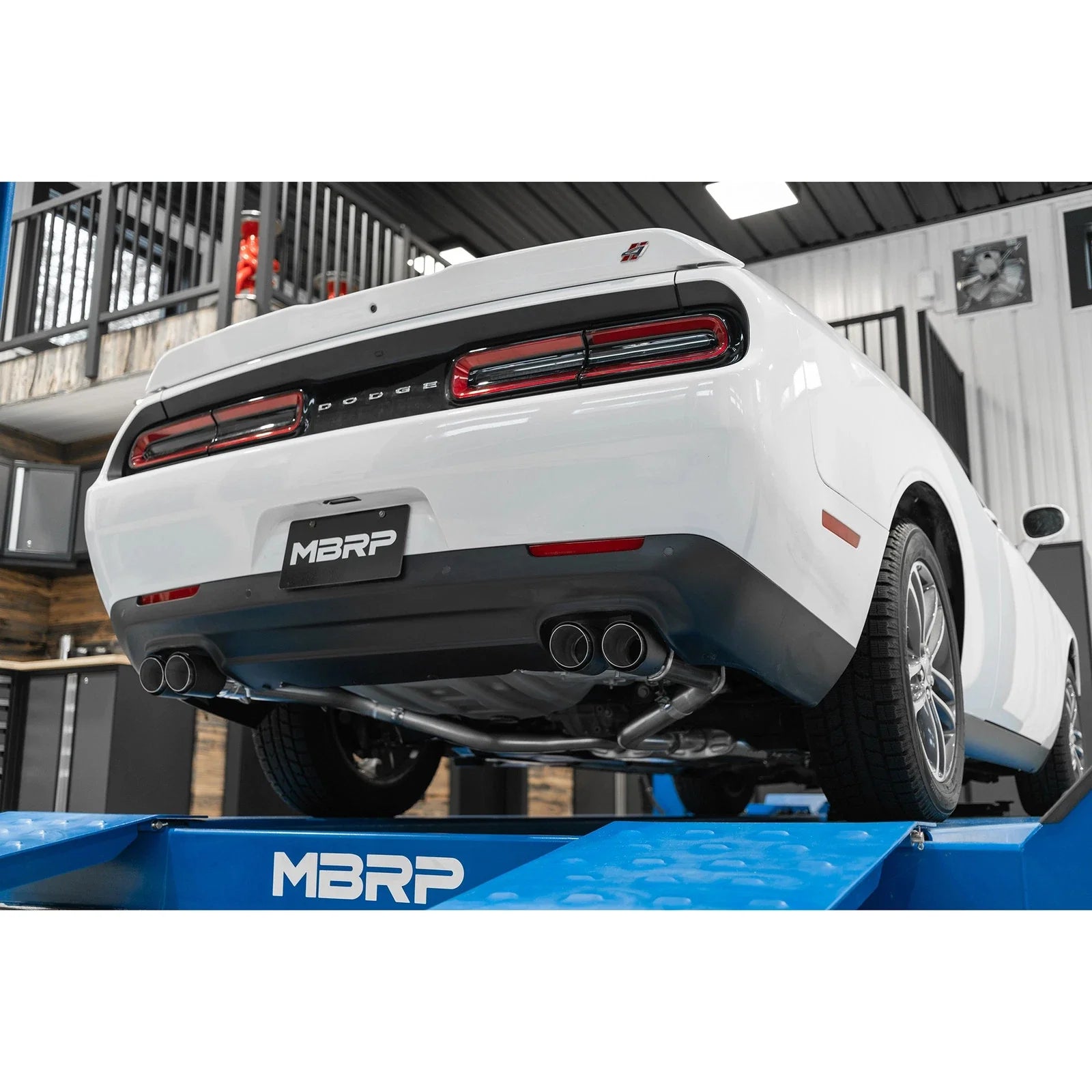 MBRP 2015+ Dodge Challenger 3.6L SS 2.5in Quad Tip Split Rear Exit w/ Carbon Fiber Tips - T304