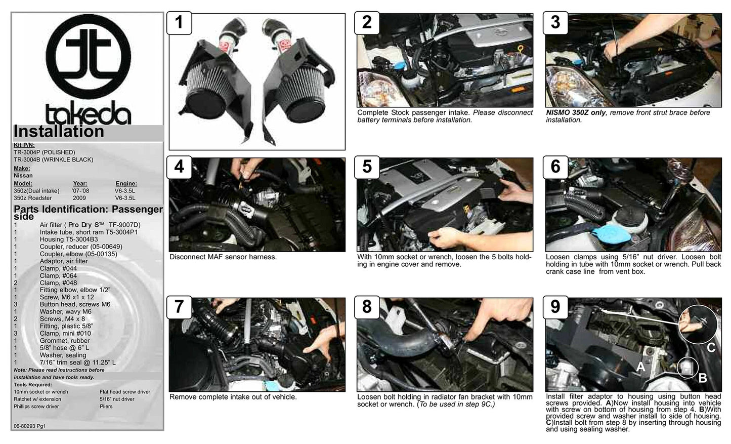aFe Takeda Intakes Stage-2 PDS AIS PDS Nissan 350Z 07-08 V6-3.5L (pol)