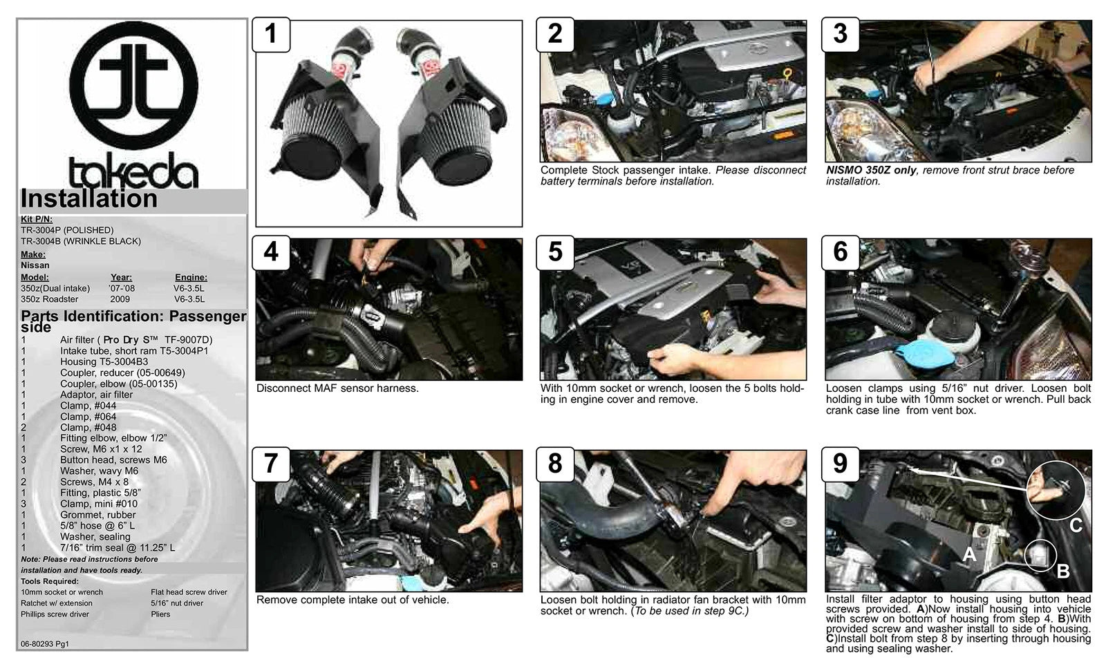 aFe Takeda Intakes Stage-2 PDS AIS PDS Nissan 350Z 07-08 V6-3.5L (pol)