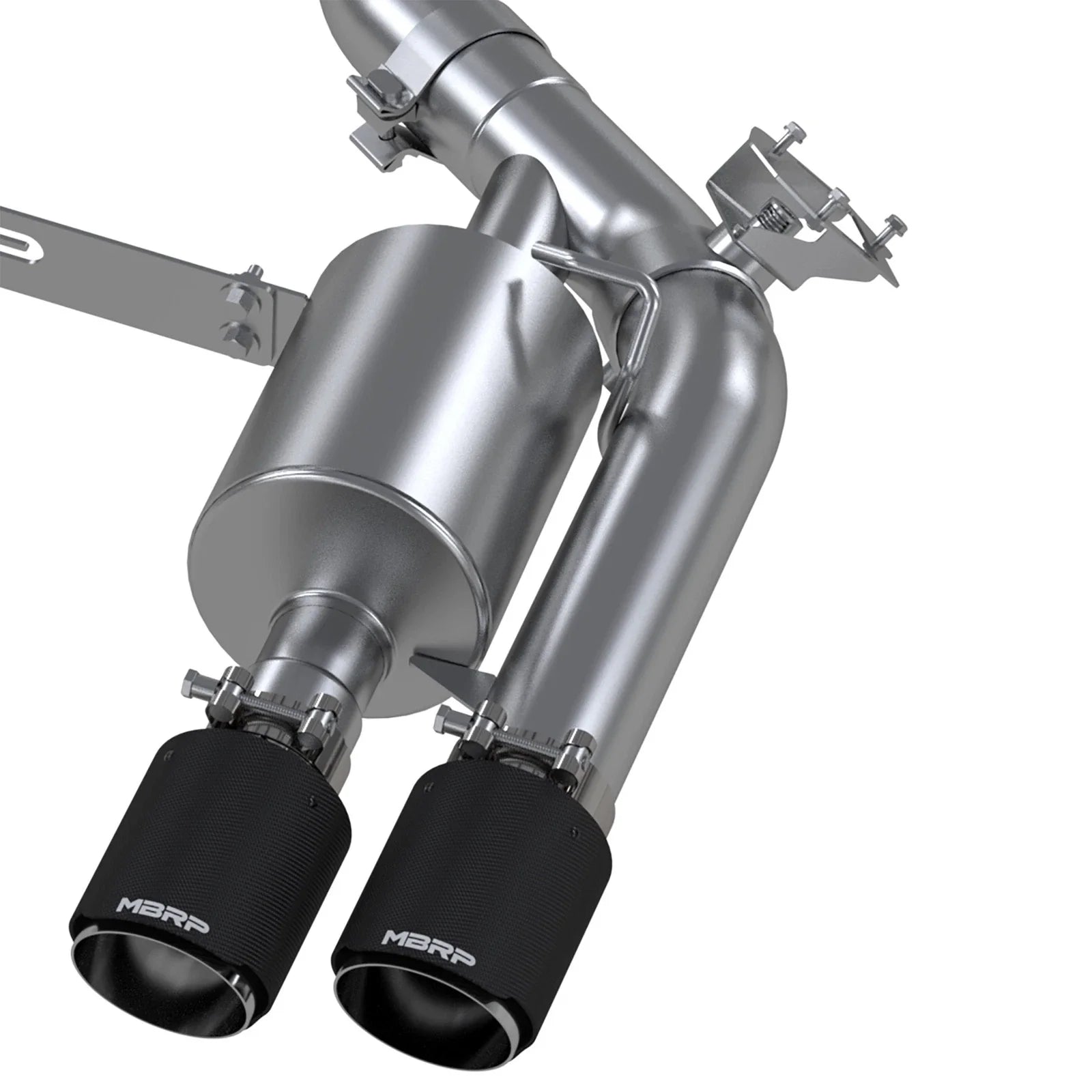 MBRP 18-22 BMW M2 Competition 3.0L T304 SS 3in Resonator-Back Exhaust Quad Rear w/ Carbon Fiber Tips