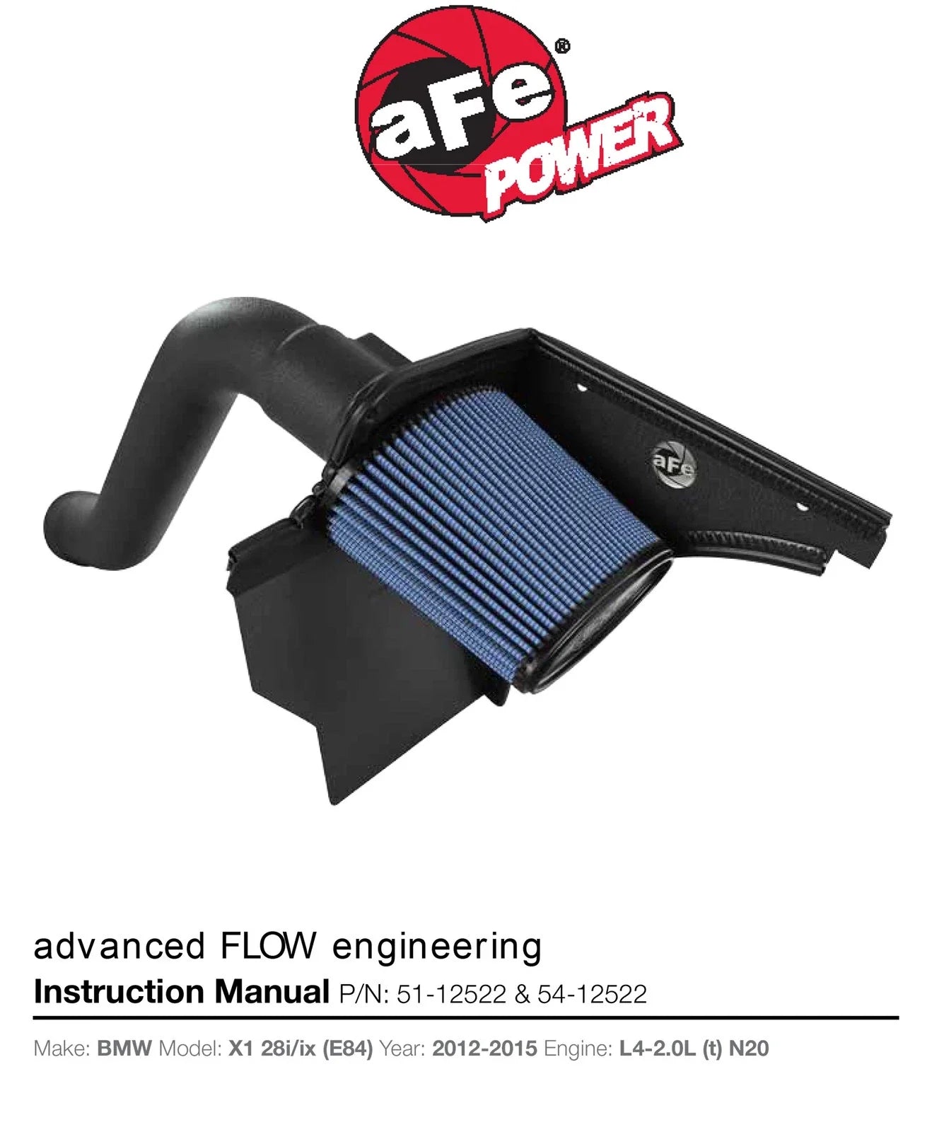 aFe MagnumFORCE Intake System Stage-2 Pro 5R 12-15 BMW X1 (E84) 2.0L N20